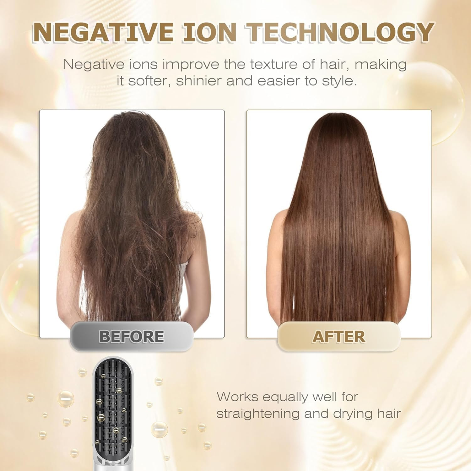 TAMEFOX 5 in 1 Hair Dryer Brush Set, Multifunctional Hair Styler Kit, Hot Air Brush for Styling, Curling, Volumizing, Straightening, Detachable and Interchangeable Hair Styling Tools for All Hair Types (Premium White Gold) image number 5