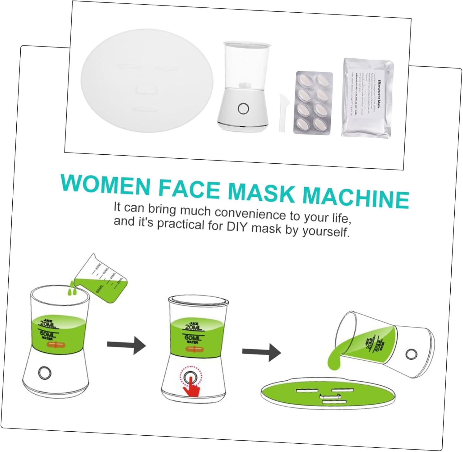 HAPINARY DIY Face Mask Maker Machine for Women Home Use Beauty Apparatus for Facial Skin Care Safe Fruit Vegetable Mask Maker with Easy Operation White