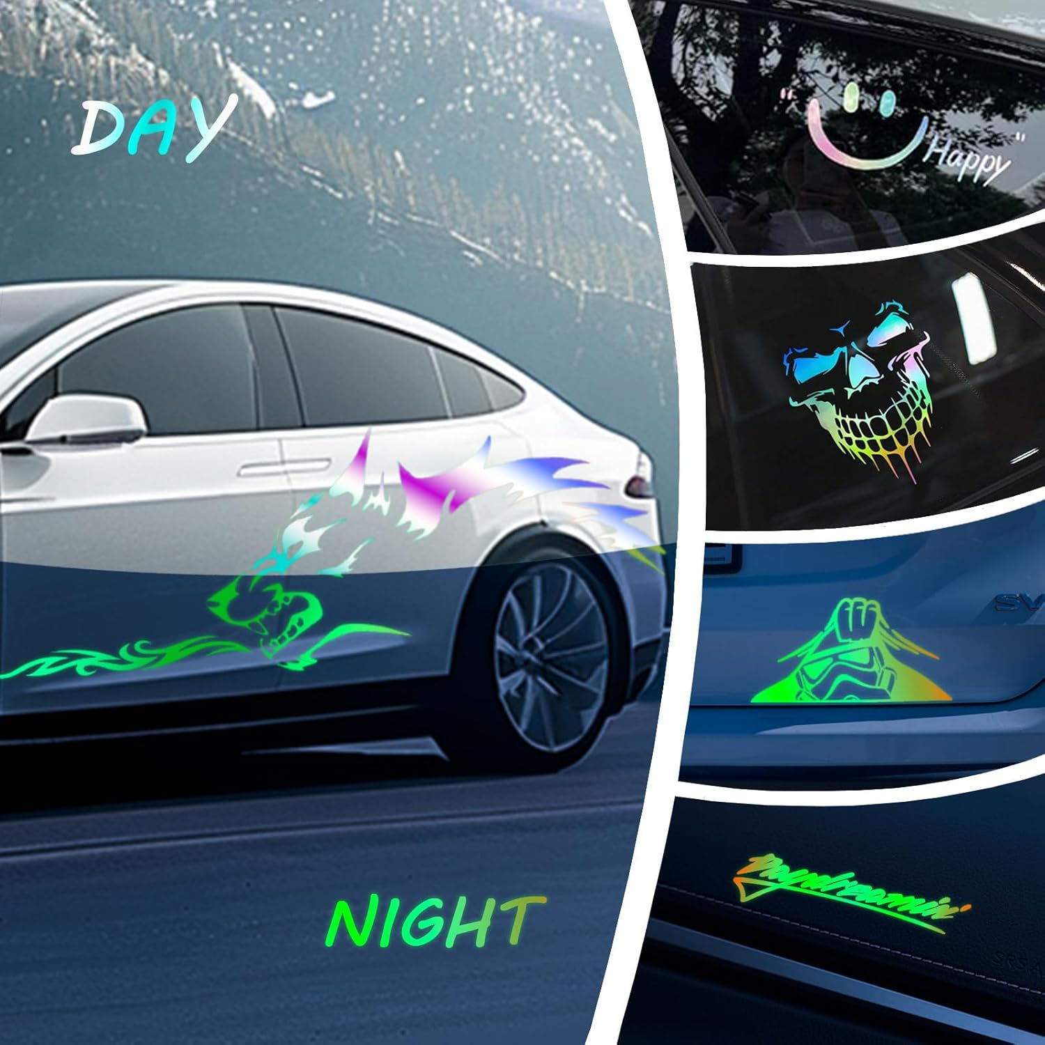 Glow in the Dark Vinyl 12" X 6 Ft Permanent Adhesive Vinyl Holographic Iridescent Vinyl Opal White Glow Green for Wrap, Stickers, Decal, Lettering, DIY Crafts Decor image number 3