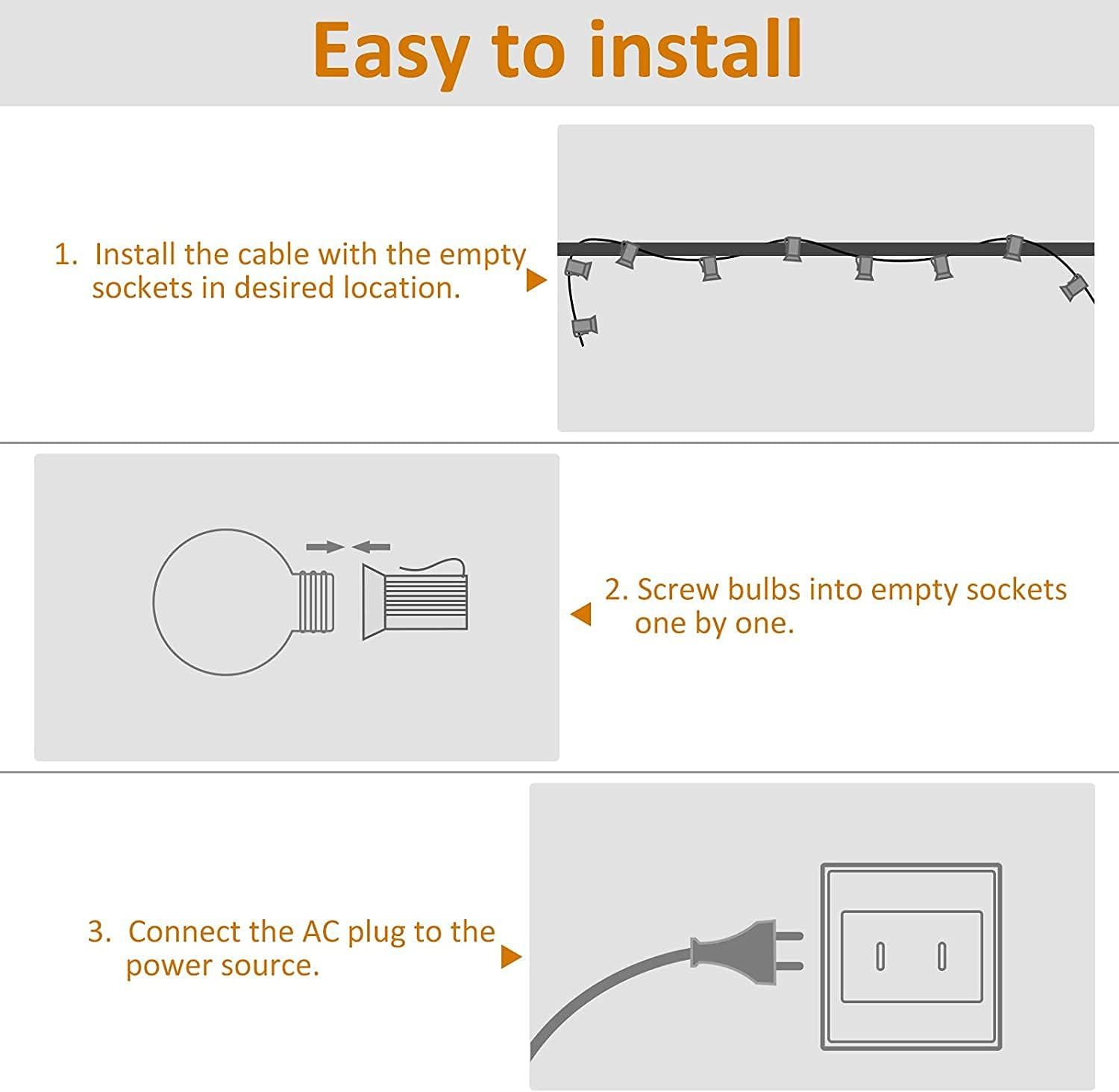 Geecol Outdoor String Lights, 25Ft G40 LED Lights Outdoor with 25 Bulbs+2 Spares, IP44 Garden String Festoon Lights for Indoor & Outdoor Backyard Patio Garden Party(Au Plug) (Warm White, 7.6) image number 4