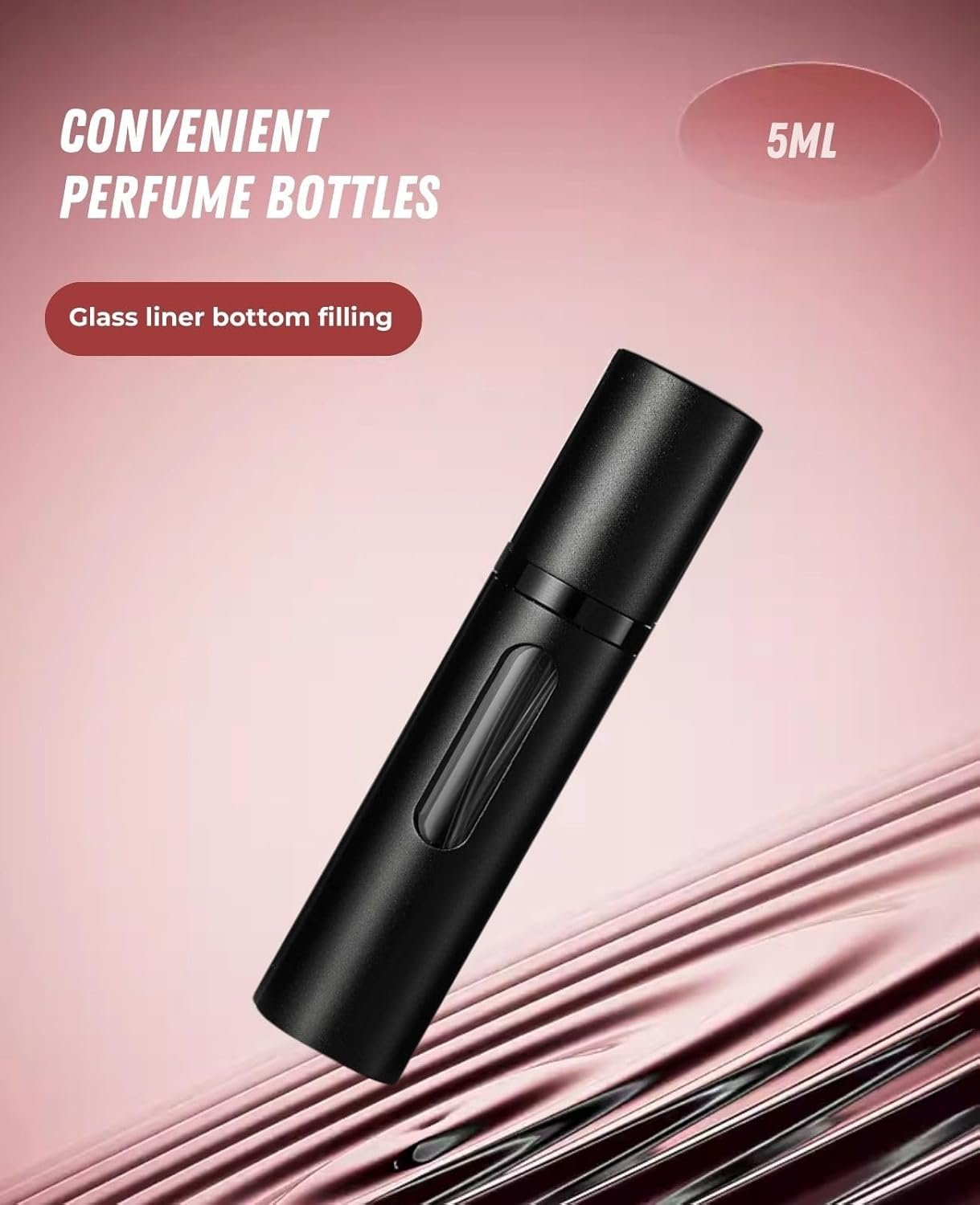BRARIOS Perfume Atomizer Bottle with Visible Capacity for Men and Women, Refillable Portable Perfume Atomizer, Leak-Proof Pump Perfume Spray Bottle Atomizer (5Ml) (Black) image number 2