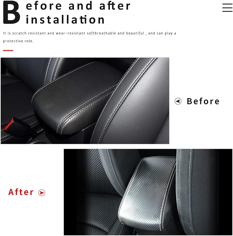 INTGET Car Console Armrest Cover for 2017-2018 Subaru Forester - Leather Dog Seat Protector for 2013-2016 Models - Center Console Accessory (Carbon Fiber Texture)