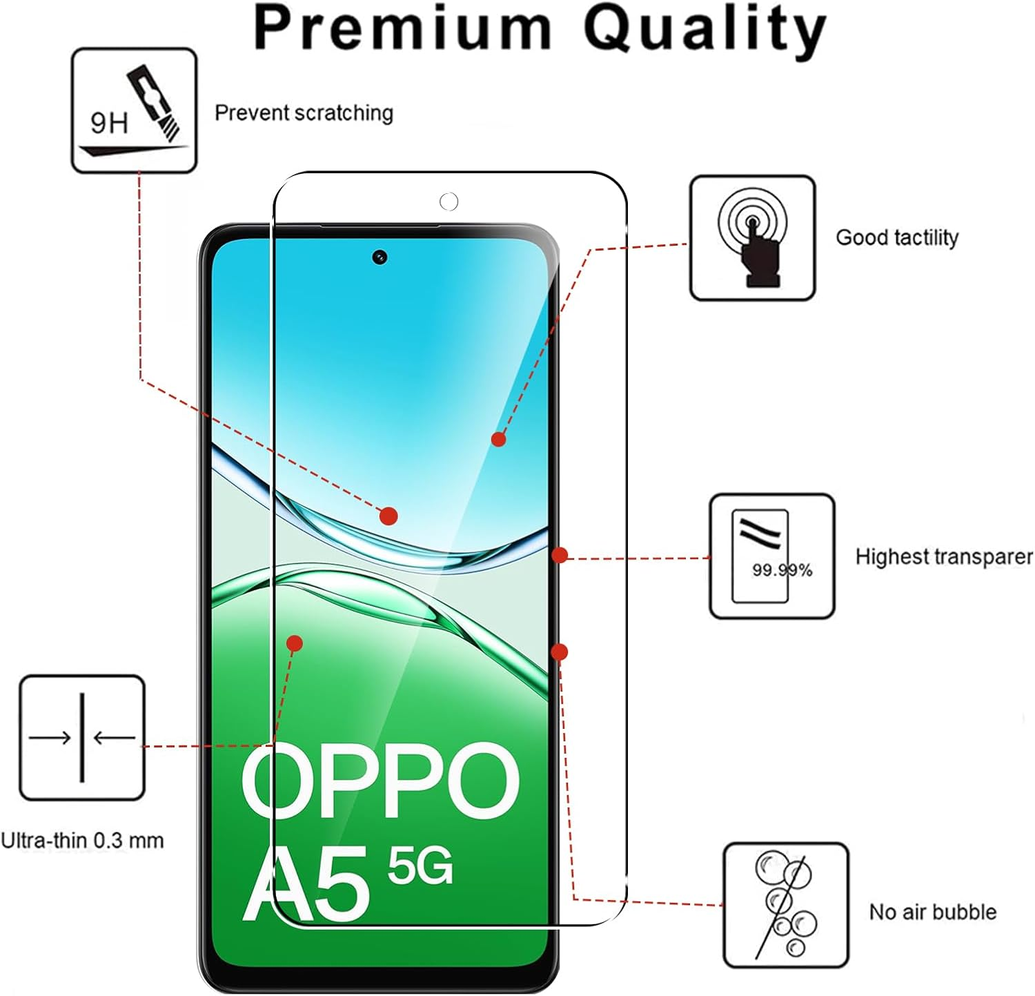 Case for Oppo A5 5G + Screen Protector, ELECTRO-WEIDEWORLD Hybrid Shockproof PC Back + TPU Frame Case with Corner Bumpers[Drop Protection], Ultra-Clear & Scratch Resistant Phone Case image number 6