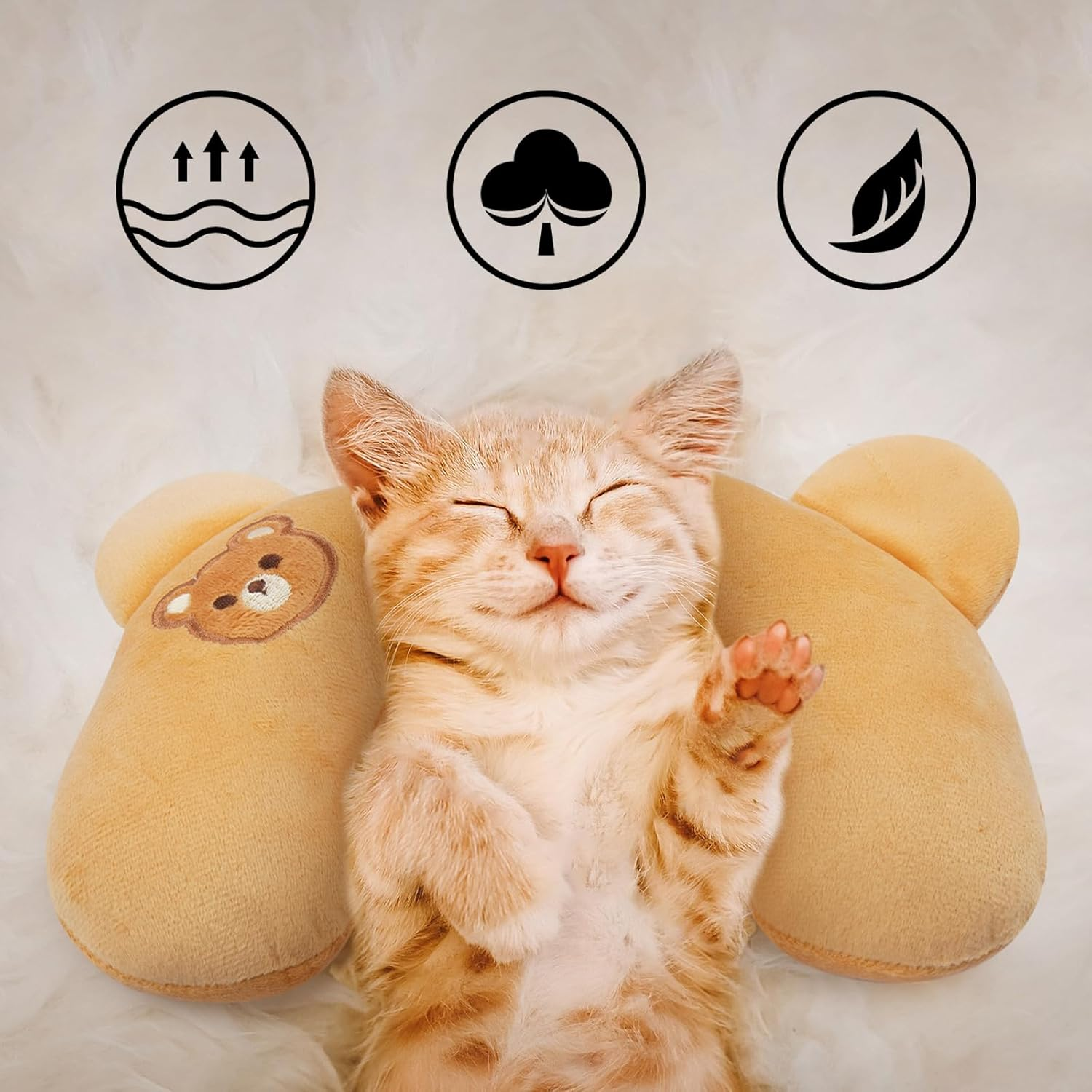DENTRUN Cat Pillow, Soft Cat Calming Toy, Pillows for Cat Head to Lay On, Cat Beds for Indoor Cats, U Shaped Pet Pillow, Dog Bed Cushion Sleeping Improve Comfort Cat Plush Toy