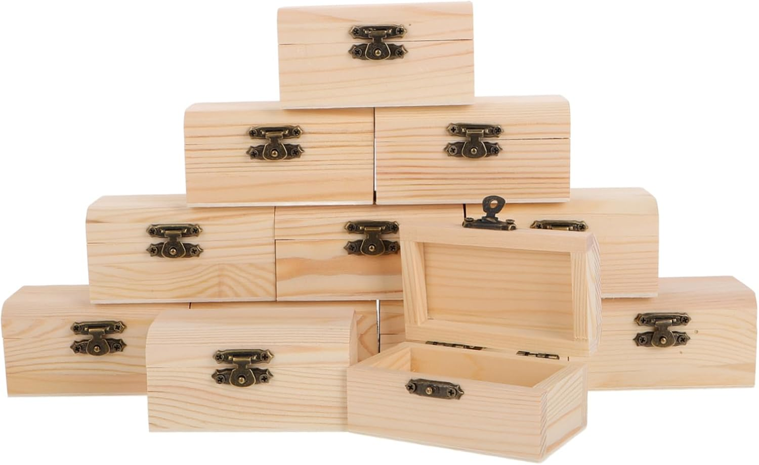 Angoily 12-Piece Mini Wooden Treasure Box Set with Lock DIY Craft Decor Vintage Storage Chest for Jewelry and Keepsakes image number 3