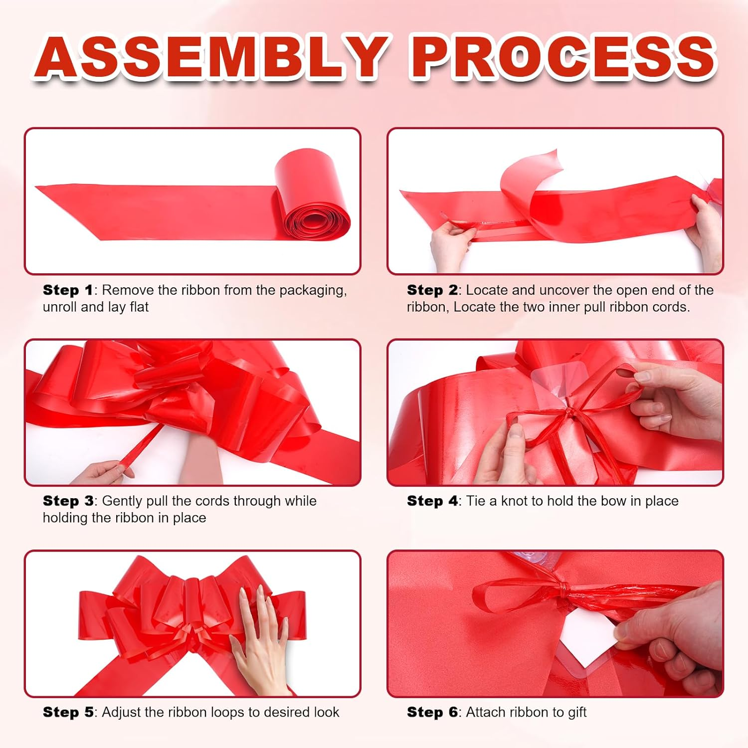 30 Inch Giant Car Bow &ndash; Big Red Bow for Car Decor, Wedding, Presents & Party Decorations &ndash; Large Gift Wrapping Decoration image number 3