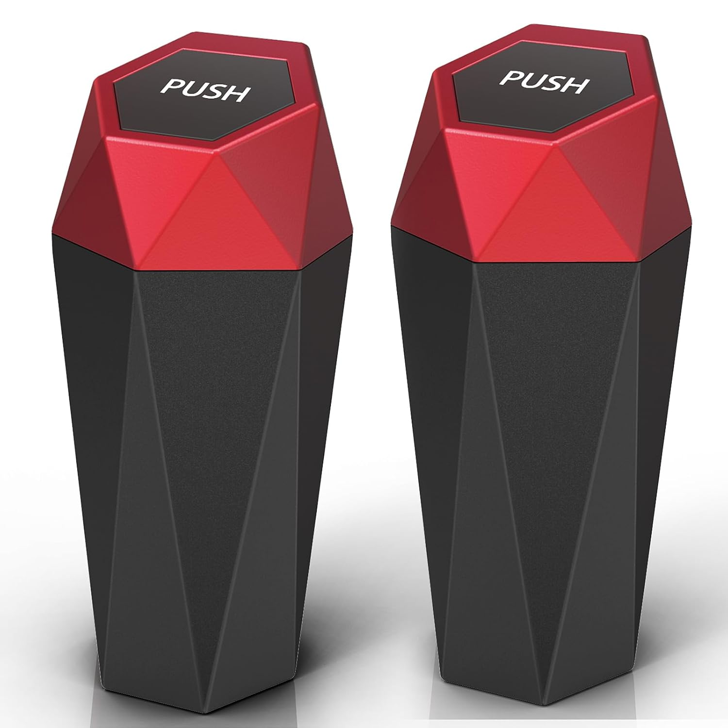 Keyiduid Car Trash Can with Lid, 2 Pack Cup Holder Garbage Can for Car, Leakproof Small Trash Bin, Mini Trash Can for Cars, Home, Bedroom, Office (Black)