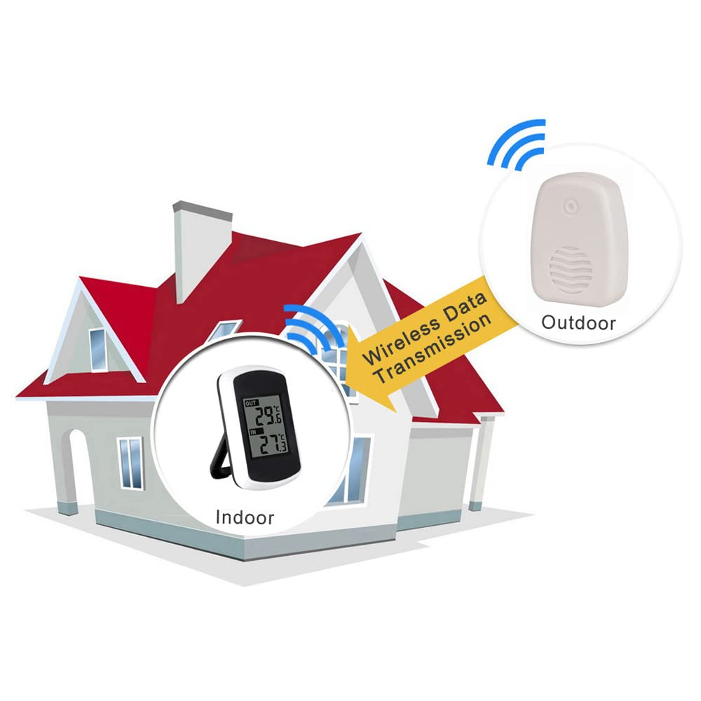 Digital Thermometer, LCD Digital Wireless Indoor/Outdoor Thermometer, Outdoor Temperature Measurement, Weather Tester,&deg;C Display Only image number 2