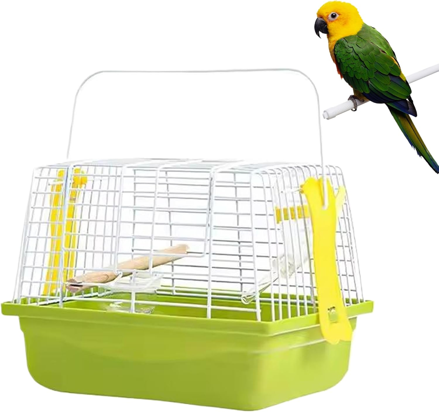 Bird Travel Cage Portable Bird Travel Cage with Handle and Bottom Net, Easy to Assembly for African Grey Conure Cockatiel Lovebird Finch Canary