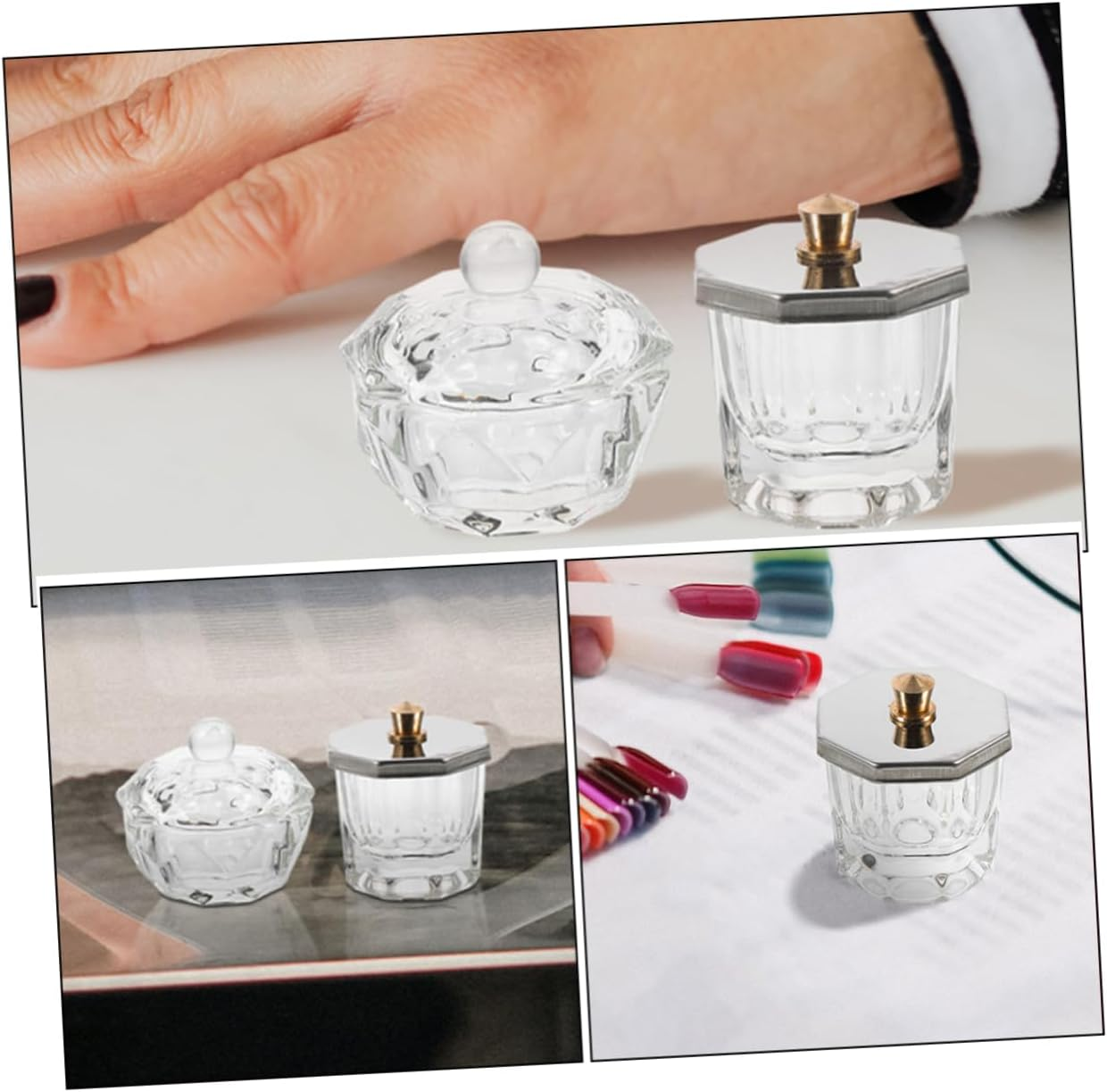 MUSISALY Glass Dappen Dish with Metal Lid 8Oz Nail Liquid Holder Thickened Crystal Nail Cup for Professional Manicure and Diy Use image number 5
