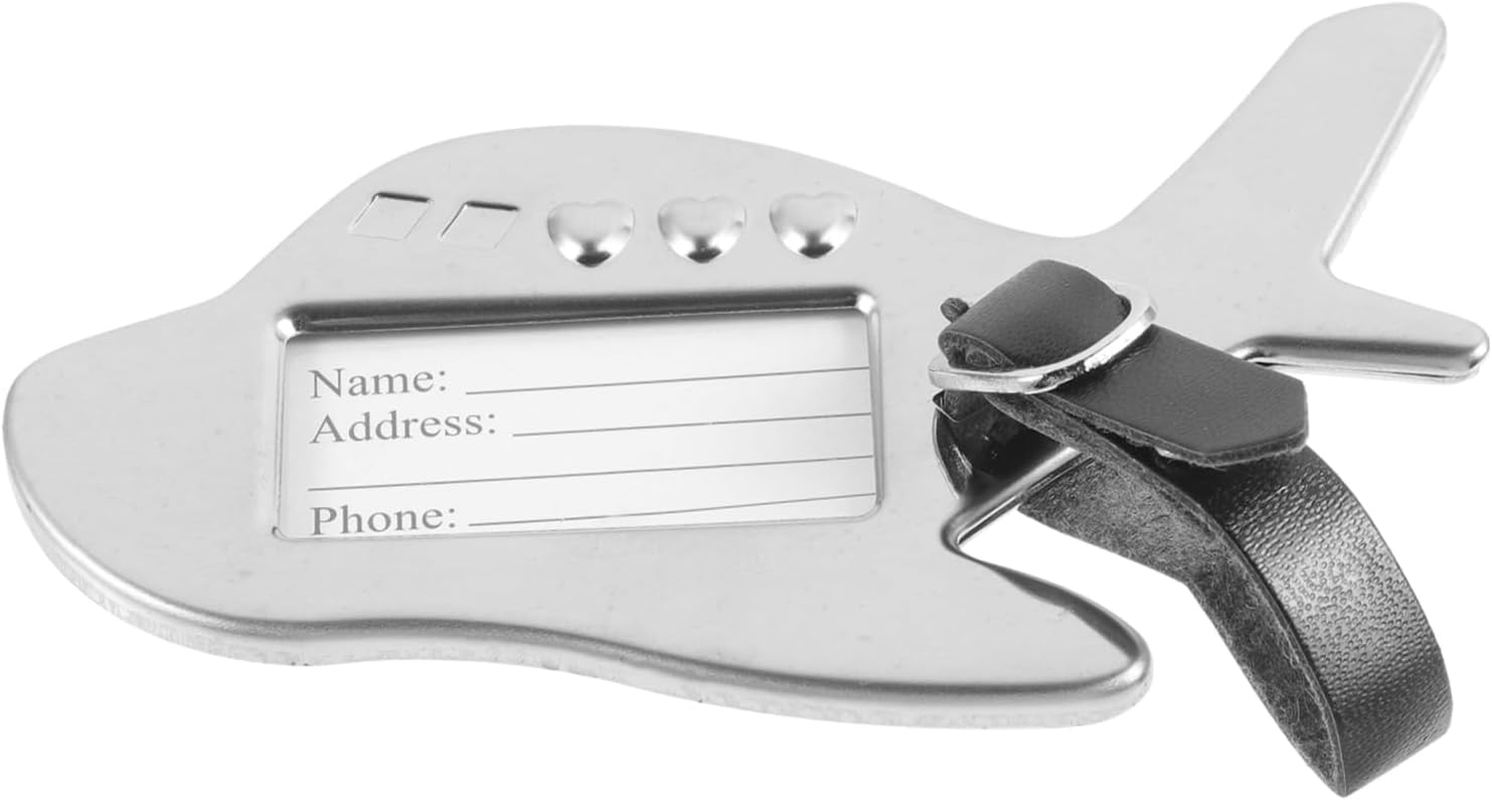JEWEDECO Travel Suitcase Tags Airplane Shape Metal Luggage Name Tag for Safe Luggage Identification