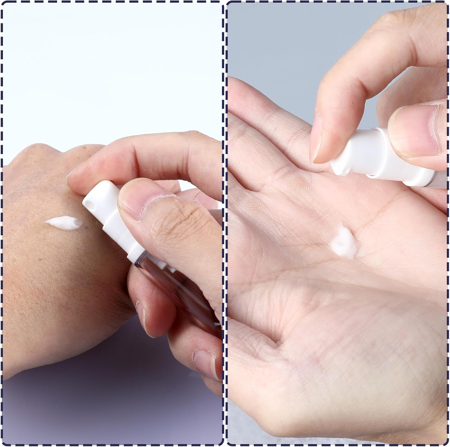 Aiyorse 4 Pcs Refillable Clear Travel Pump Bottles, 10Ml Airless Cosmetic Container for DIY Foundation, Essential Oils, Disinfectant Spray (White) image number 1