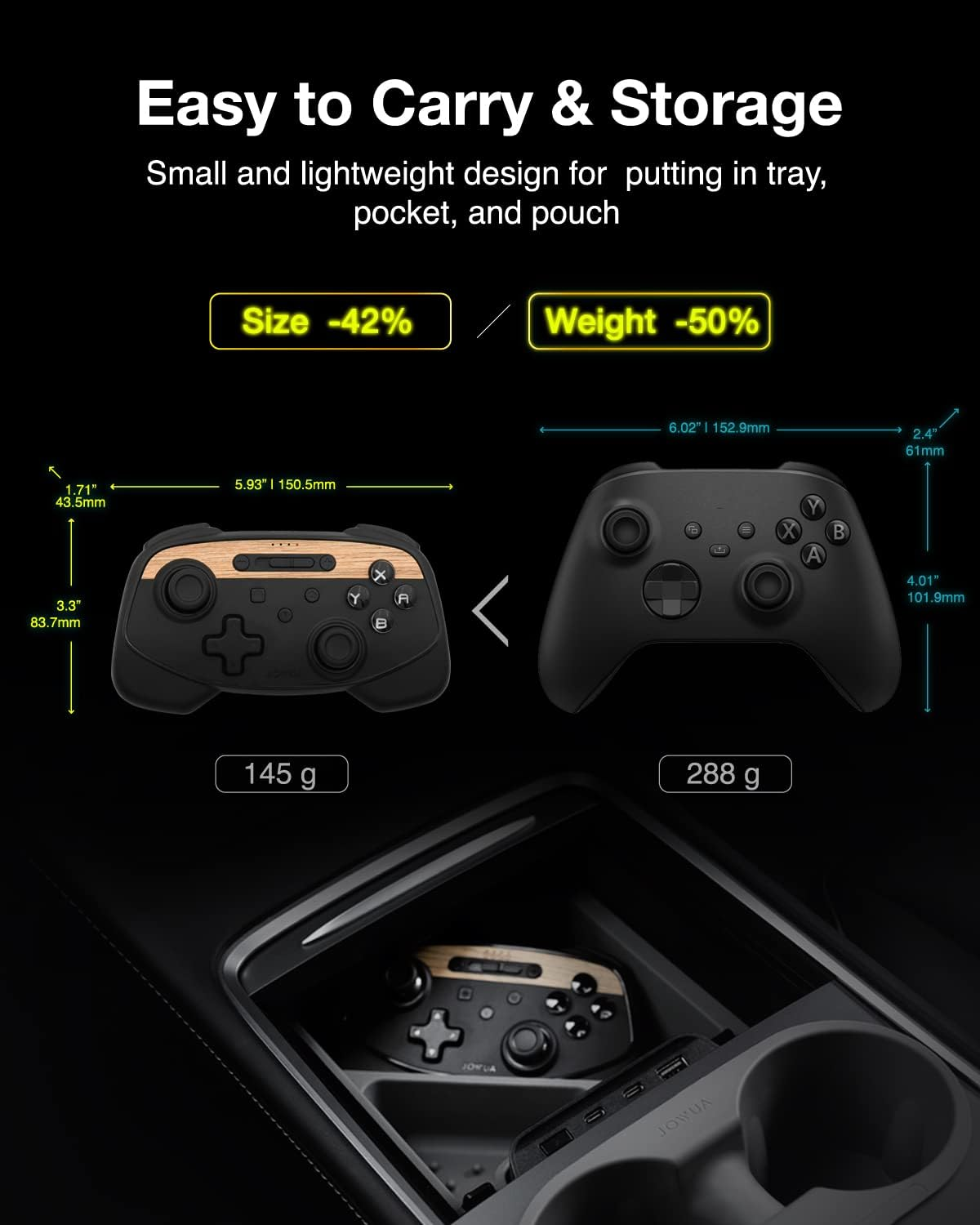 Jowua Multi-Device Wireless Controller Compatible for Tesla 2025 New Model Y Model 3/Y/S/X/Cybertruck Compatible for Switch, One Controller Set, SPECIAL PROGRAMMED and DESIGN for TESLA WOOD image number 2
