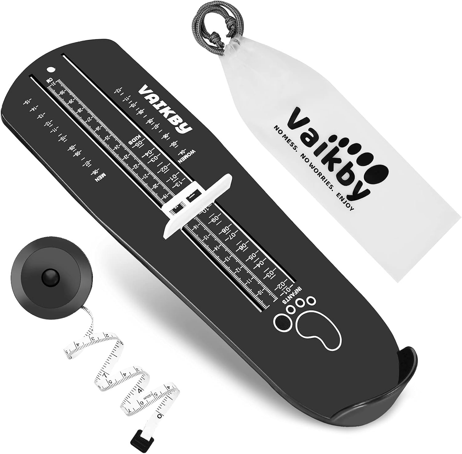 Vaikby Foot Measurement Device, Shoe Sizer Measuring Devices Ruler Sizer for Kids Adults, Buy Kids Shoes Online Simply with a Foot Measuring Device, Black, All image number 2