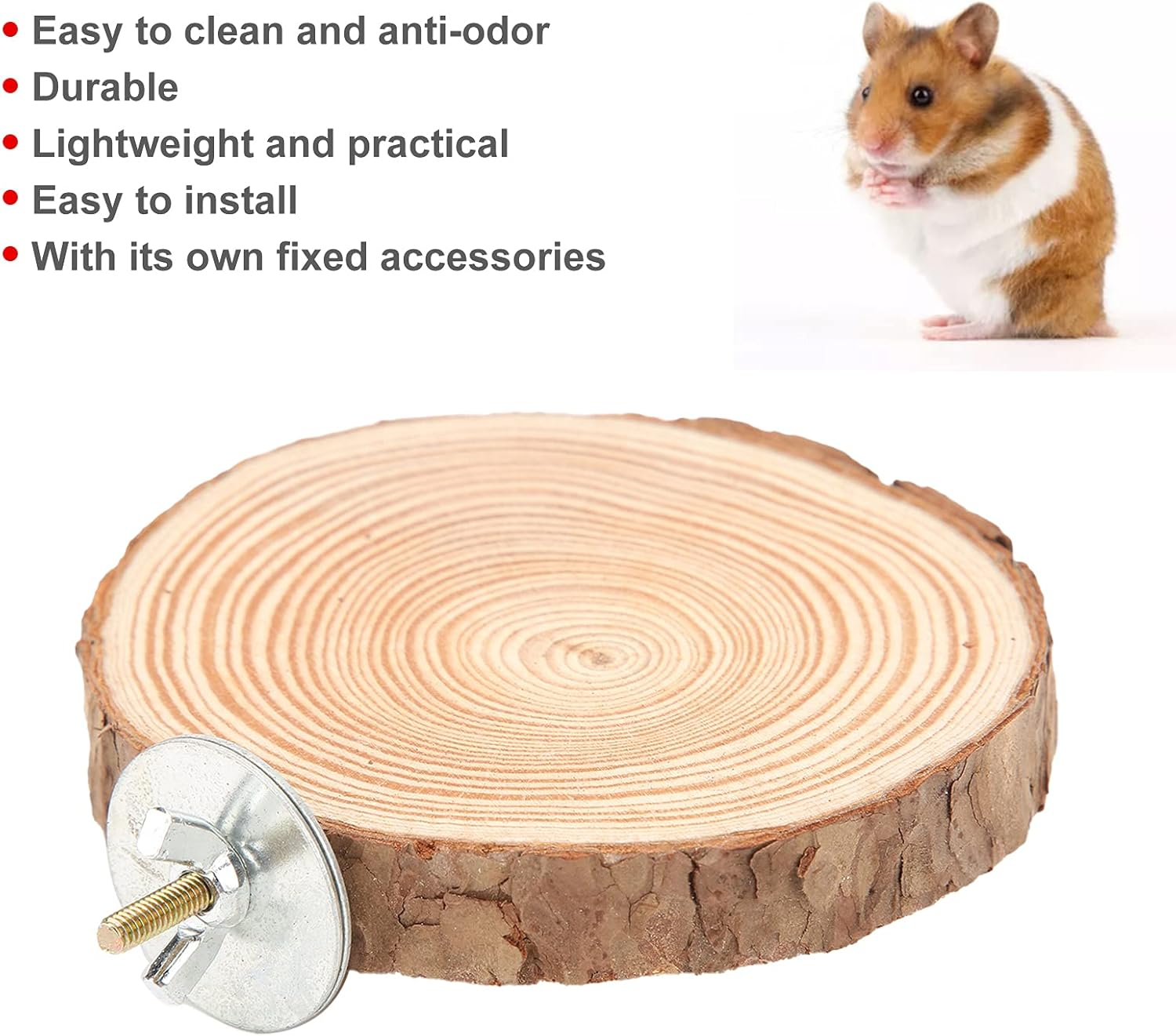 Log Wood round Platform Perch for Bird, round Wooden Stand Platform Bird Toy, Chew-Safe, Smooth, Easy to Clean, Corner Space Saving, Easy Installation, with Accessories and Odor Control (5-6) image number 1
