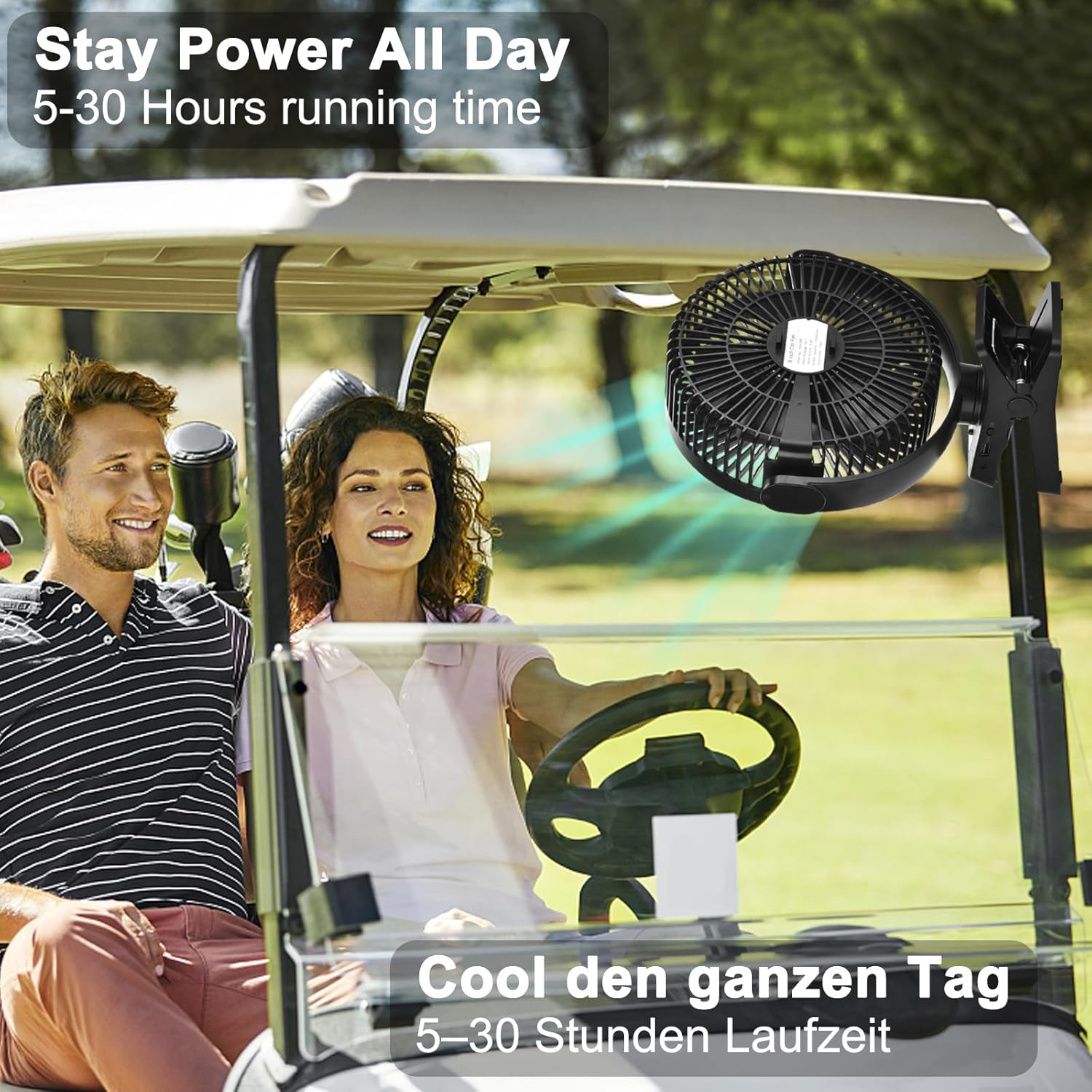 GOBRILLFUN 8.3 Inch 12000Mah Clip Fan with Remote Control, USB Rechargeable with LED Lights, 5 Speed Fan with Battery Operated for Office, Outdoor Travel, Camping, Tent image number 5