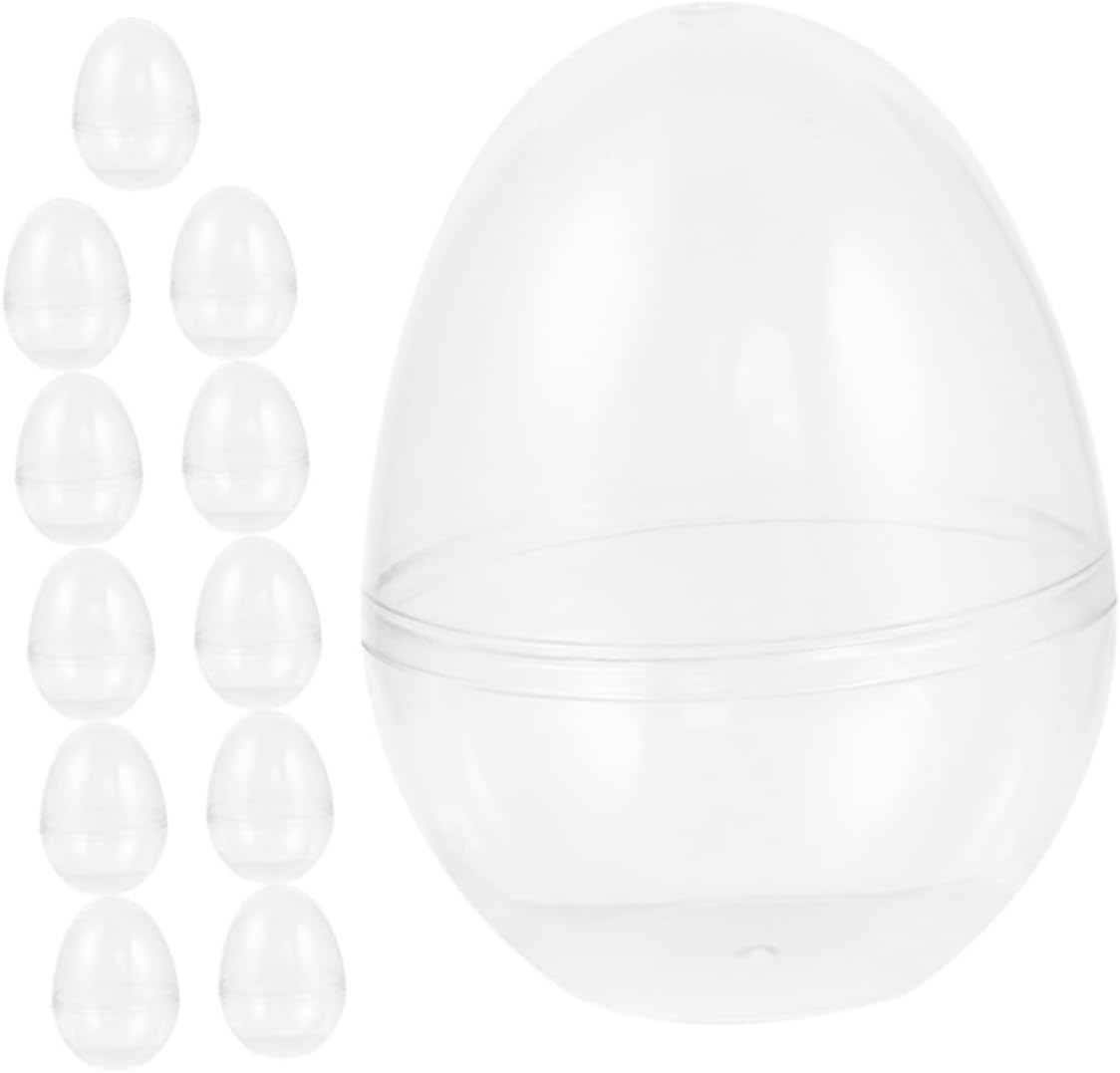 Alipis 12Pcs Easter Party Favors Eggs Fillable Stuffed Eggs for Extra Large Eggs Fillable Ornaments Clear Flat Bottom Egg Christmas Eggs White Egg Clear Candy Transparent image number 5