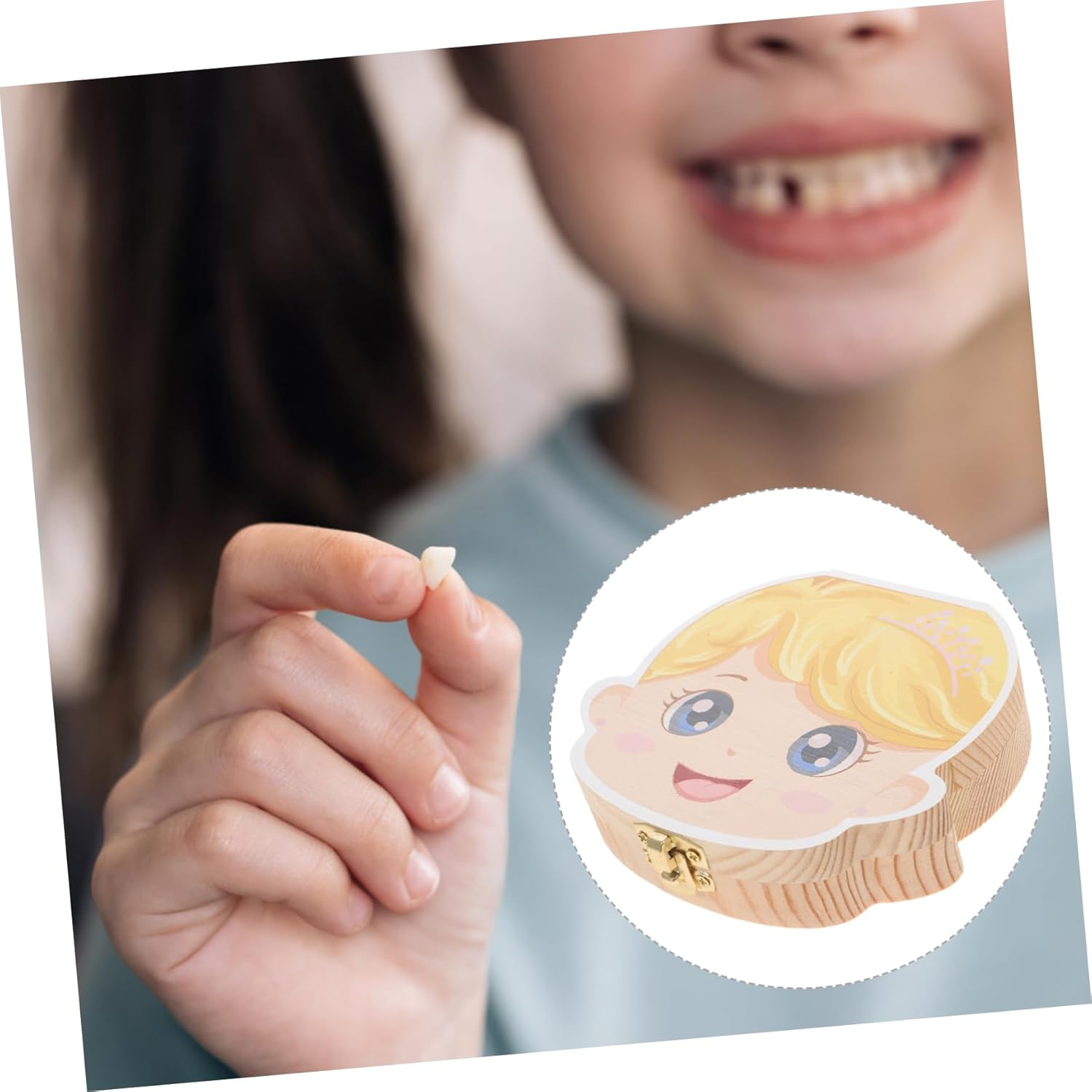 Deciduous Tooth Box First Tooth Storage Wooden Keepsake Organizer for Boys and Girls image number 6