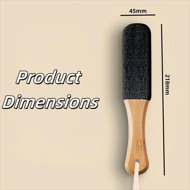 Luojinluoda Foot Pumice Stone Pedicure File (1 Pc) - Pumice Stone for Feet with Ergonomic Wooden Handle, Foot File & Heel Scraper for Smoother Feet and Hands, Heel Sander and Dead Skin Scraper (Black)