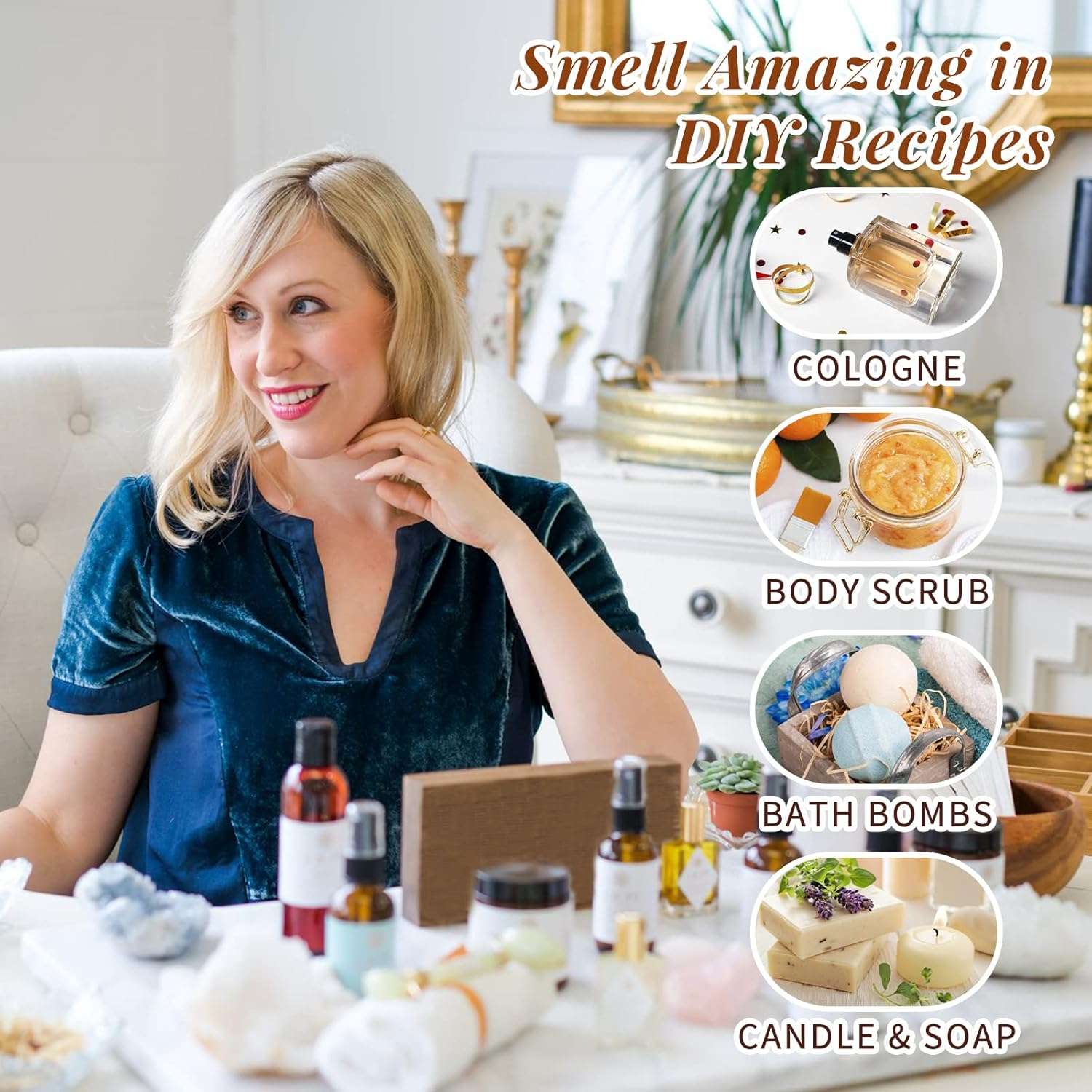 HIQILI Women Fragrance Oil 6X10Ml, Essential Oils for Candle Scents Soap Making & Diffuser, Sweet Flowers Scented Oil Set for Aromatherapy Slime Wax Home Car image number 6