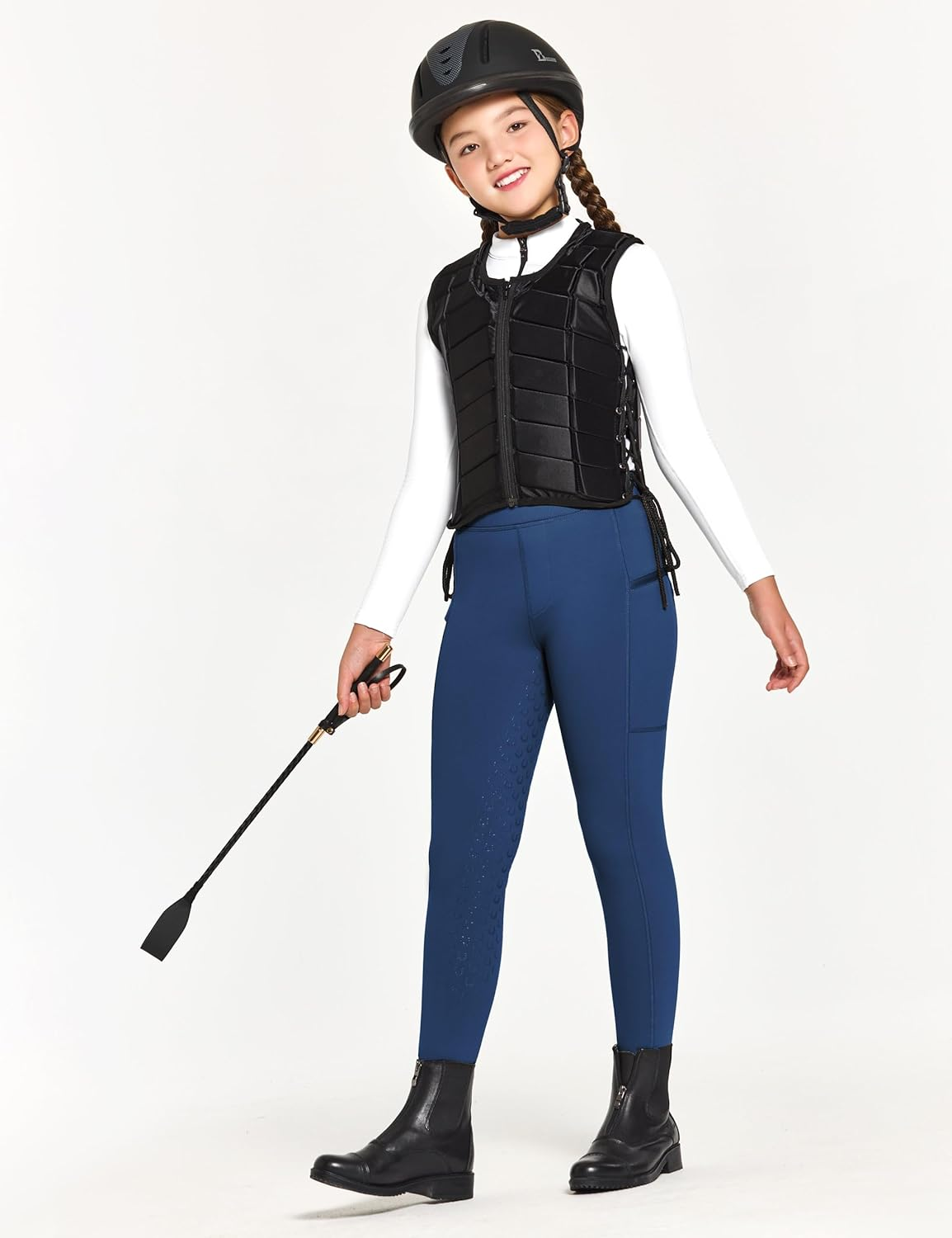 Fitst4 Sports Winter Riding Breeches Children'S Winter Riding Leggings Girls Silicone Full Seat Thermal Jodhpurs with Mobile Phone Pocket and Pockets image number 4