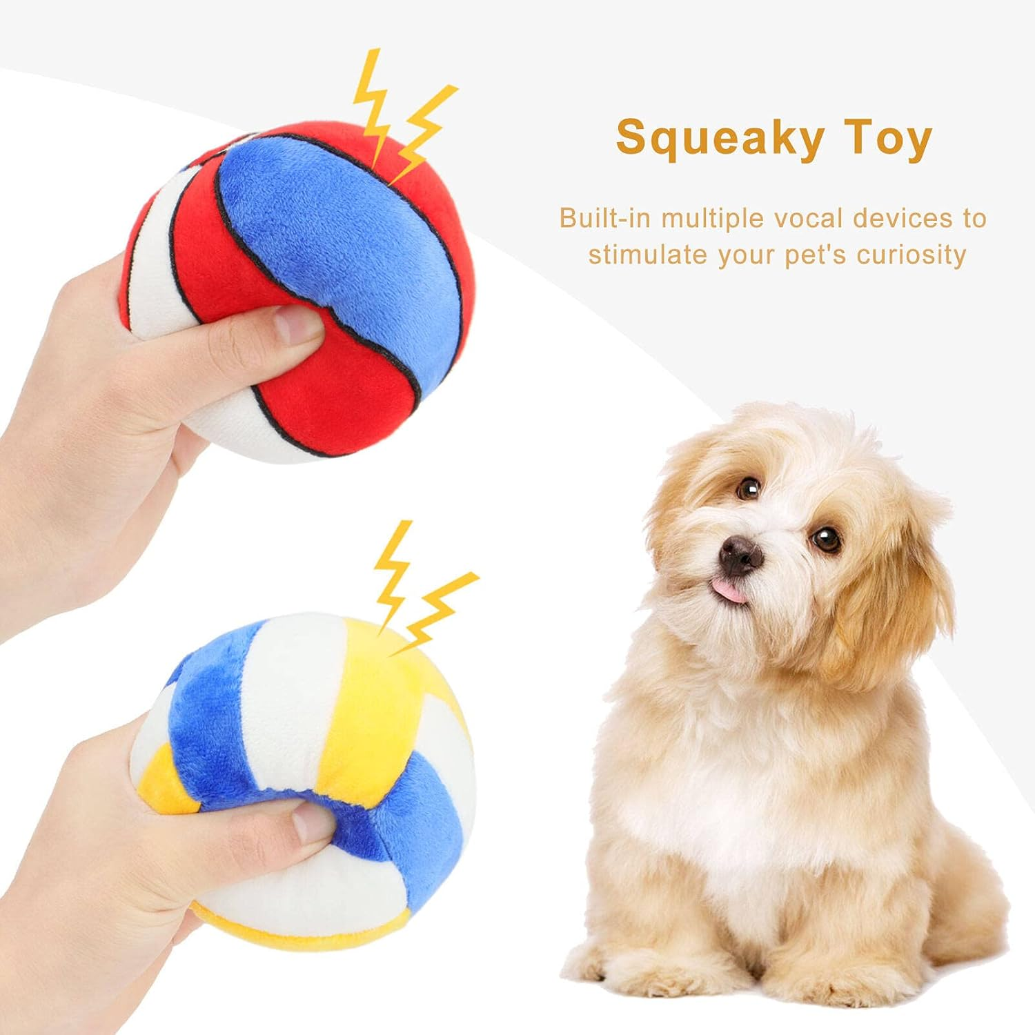 2PCS Interactive Dog Toys Dog Balls Suitable for Small and Medium Dogs, Squeaky Plush Dog Toys, Puppy Teething Chew Toys, Dog Christmas Birthday Gifts, Pet Dog Basketball Volleyball image number 5