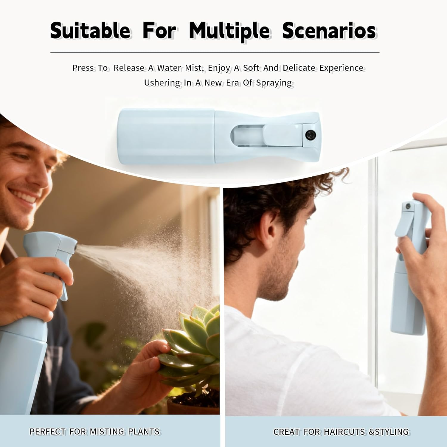 Spray Bottle for Hair, Continuous Spray Bottle, Blue Ultra Fine Mist 6.8Oz 200ML Hair Spray Bottle for Hair, Salons, Barber, Plants, Skin Care, Cleaning image number 1