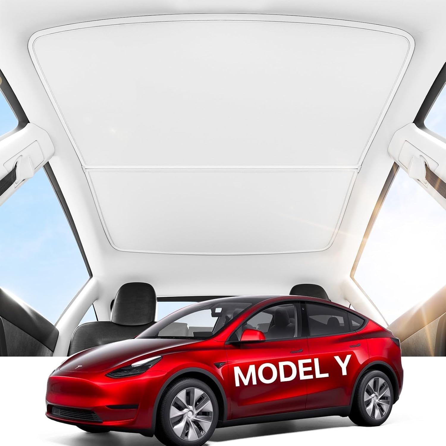 Model Y Sunshade Roof UV Rays Block Accessory, No Gaps, No Sagging Foldable Heat Insulation Glass Roof Sun Shade Sunroof Cover for Model Y 2025-2021 (Not for New Model Y Juniper)