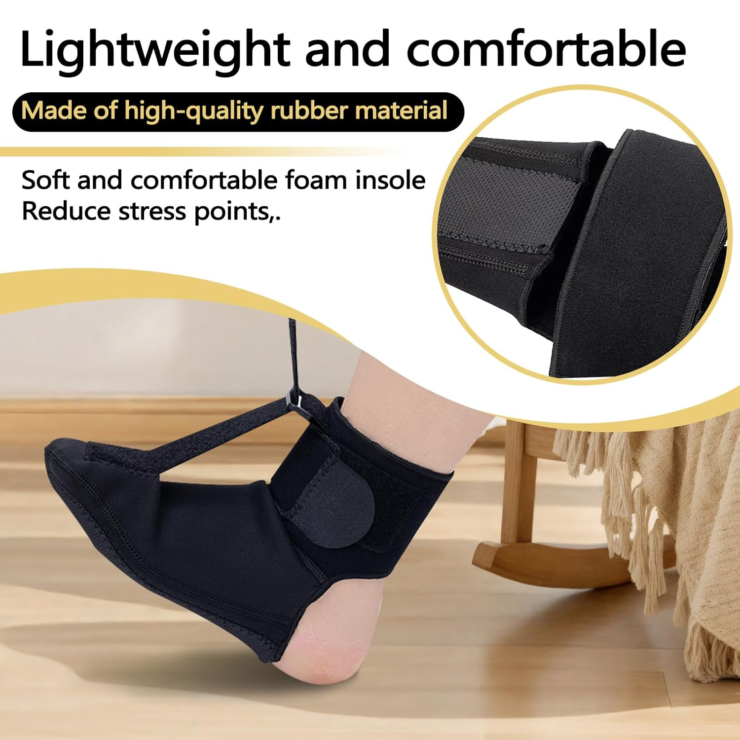Yitexin Plantar Fasciitis Night Splint, Adjustable Plantar Fasciitis Relief Brace, Dorsal Night Splint for Plantar Fasciitis Women Men, Plantar Fasciitis Boot for Achilles Tendonitis Drop Foot (Black, L) image number 4