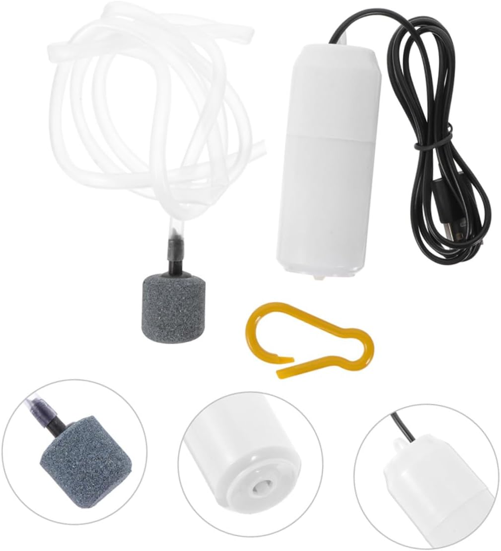 TIDTALEO 2 Sets USB Aquarium Oxygen Pump Quiet Plastic Aerator for Fish Tanks Portable Small Air Bubbler for Home and Office Fish Tanks Lightweight Design Random Color