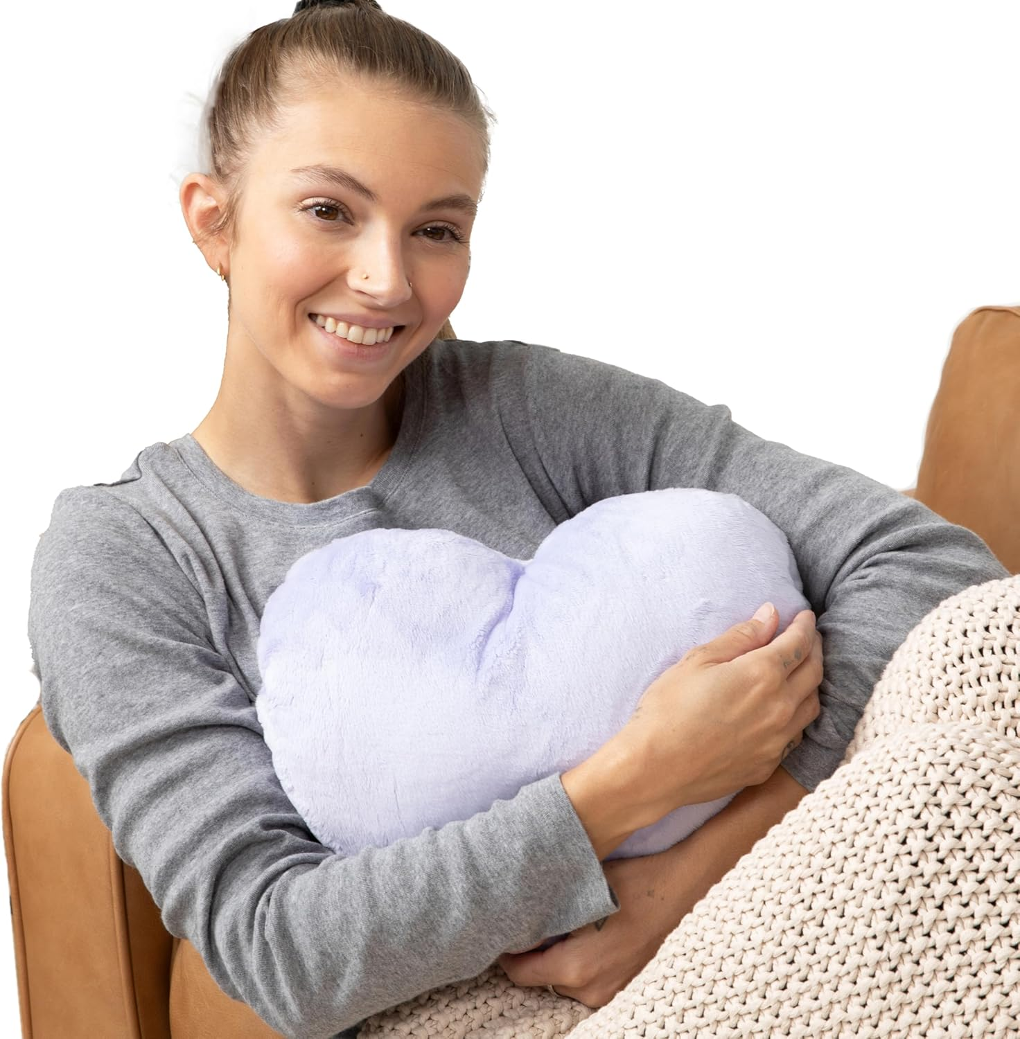 HUGIMALS Heart to Hug Pillow in Lavender | 5 Lb Cozy Weighted Pillow for Self Care Ultra Soft Sensory Heart Shaped Pillow for Comfort, Relaxation, Sleep - Thoughtful Gift for Adults and Teens