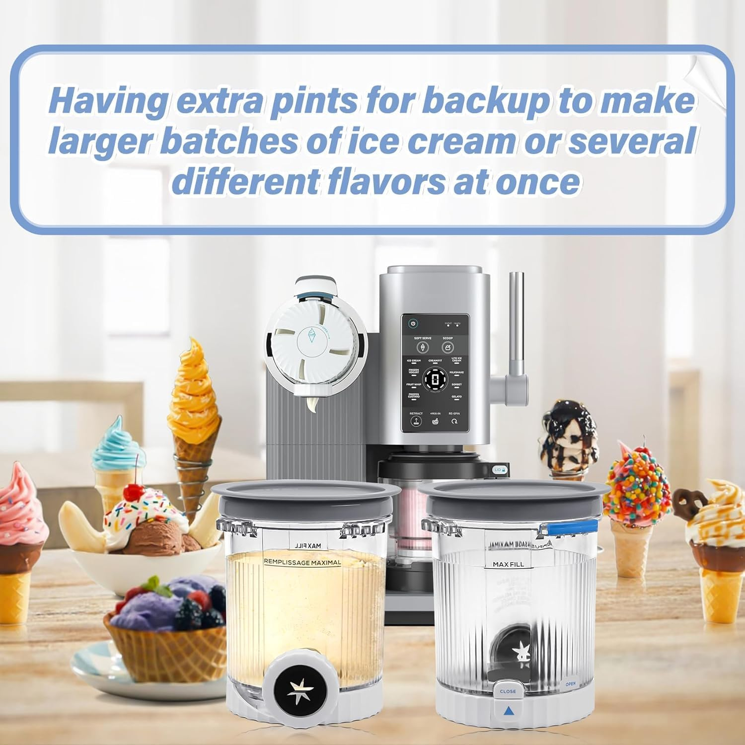 2 Pack Pint Containers Replacement for Ninja Swirl Ice Cream & Soft Serve Makers, 16Oz Creami Swirl Pints and Lids Compatible with NC700 NC701 Series, Bpa-Free & Dishwasher Safe image number 2