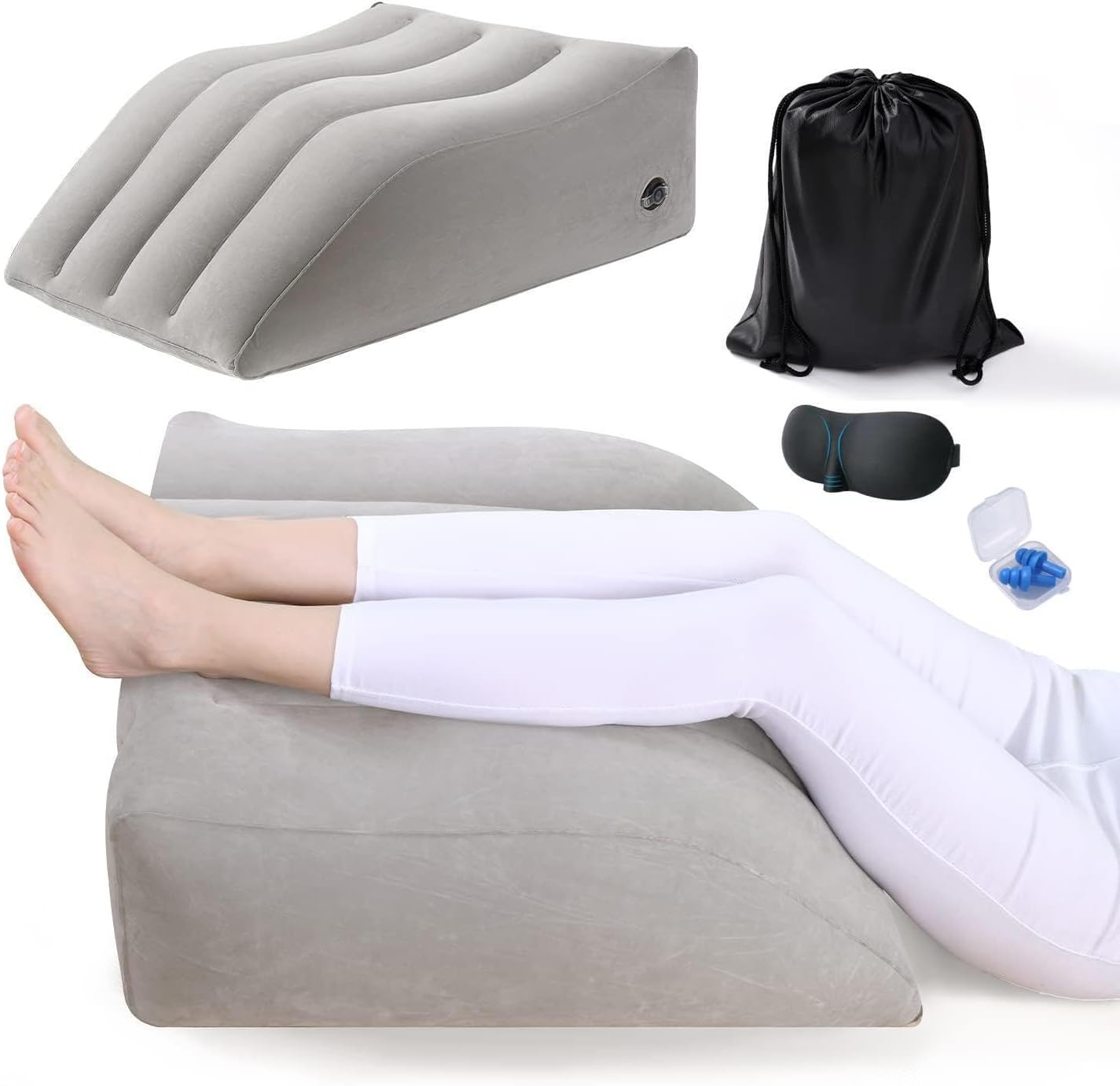 Leg Elevation Pillow,Inflatable Wedge Pillows,Comfort Leg Pillows for Sleeping,Improve Circulataion and Reduce Swelling,Improving Sleep Quality, Leg Wedge Pillows for after Aurgery,Foot,Ankle Recovery