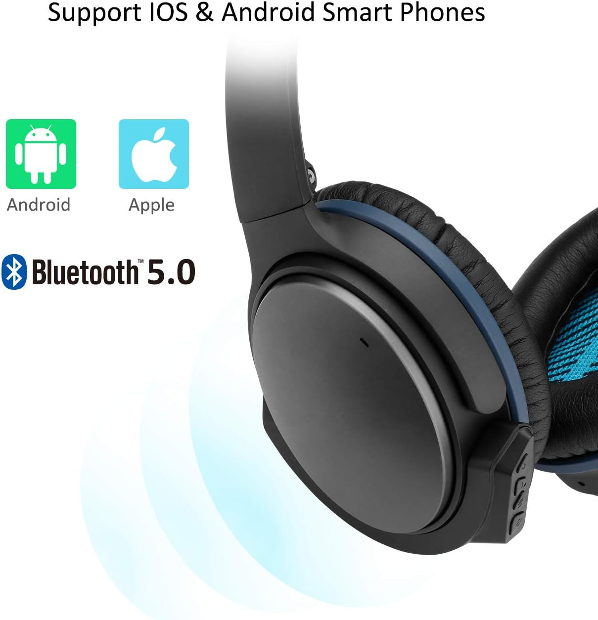 Upgraded Wireless Bluetooth 5.0 Adapter for Bose Quietcomfort QC 25 with Aptx/Mic/Volume Control, Black image number 4
