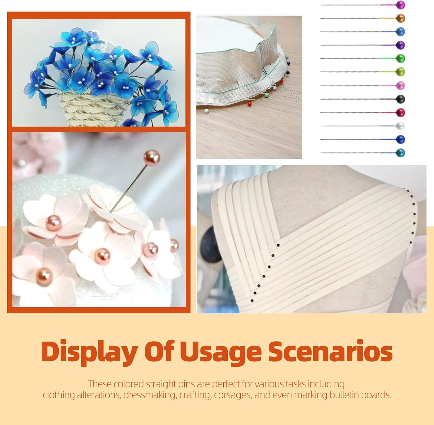 Tanstic 1200Pcs 12 Colors Sewing Pins Kit, 1.57 Inch Straight Pins with Colored Heads, Pearlized Ball Head Quilting Pins Craft Positioning Pins for Dressmaker, Jewelry DIY Decoration, Sewing Projects