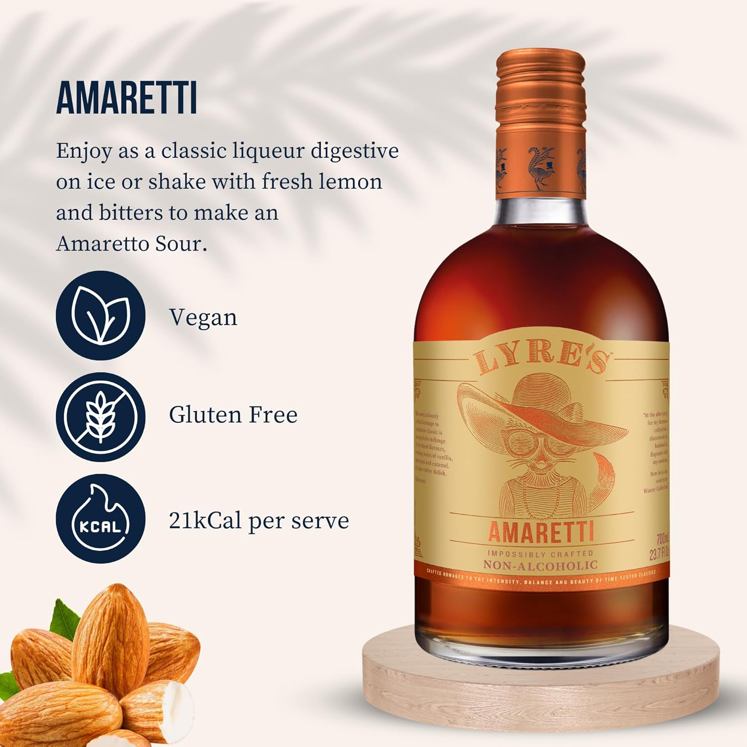 Lyre'S Non Alcoholic Amaretti, Award-Winning Non Alcoholic Amaretto Alternative, Zero Proof Spirit for Non Alcoholic Amaretto Sours, Cocktails and Dessert Drinks (700Ml) image number 4