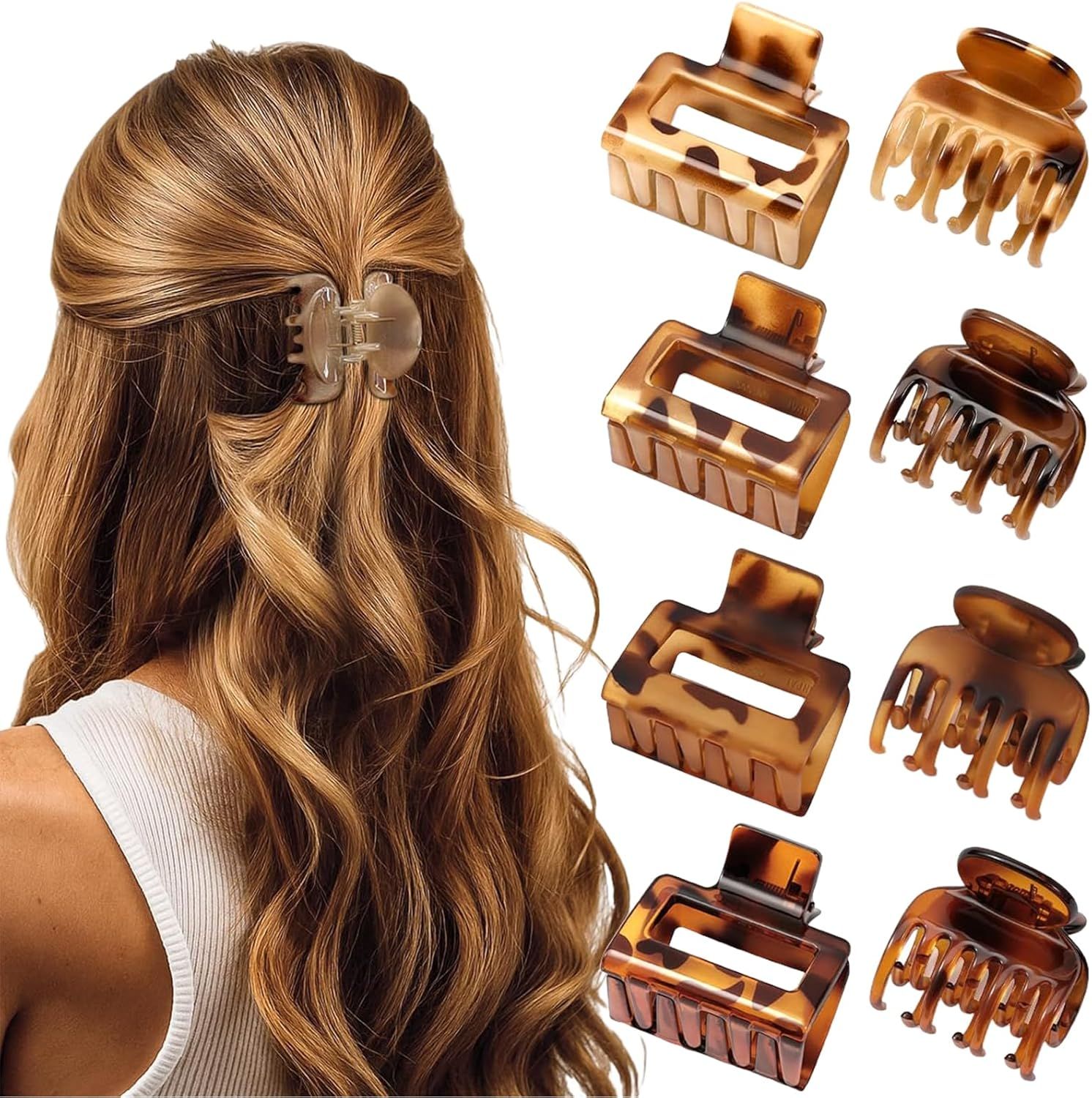 Evadollina Hair Clips for Ladies, 8 Pieces Hair Claw Clips, Amber Duckbill Hair Clip, Duckbill Clips for Women, Hair Clamps, Flat Clips, Christmas (2 Designs) image number 3