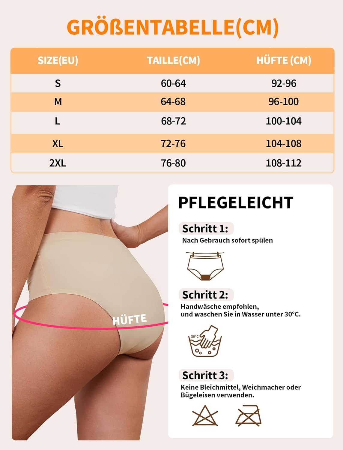 Posefree Period Underwear Heavy Bleeding 40 Ml Women'S Period Briefs Absorbency Breathable Comfortable Pack of 3 Size S-XXL image number 4