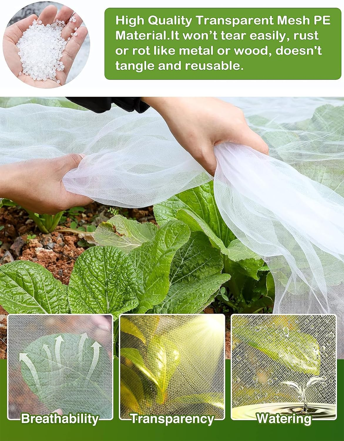 Garden Mesh Barrier, 3MX15M Fine Netting Pest Barrier Bird Net Yard Protection, Nylon Mosquito Plant Covers, Garden Net for Vegetables Flowers and Fruit Trees image number 1