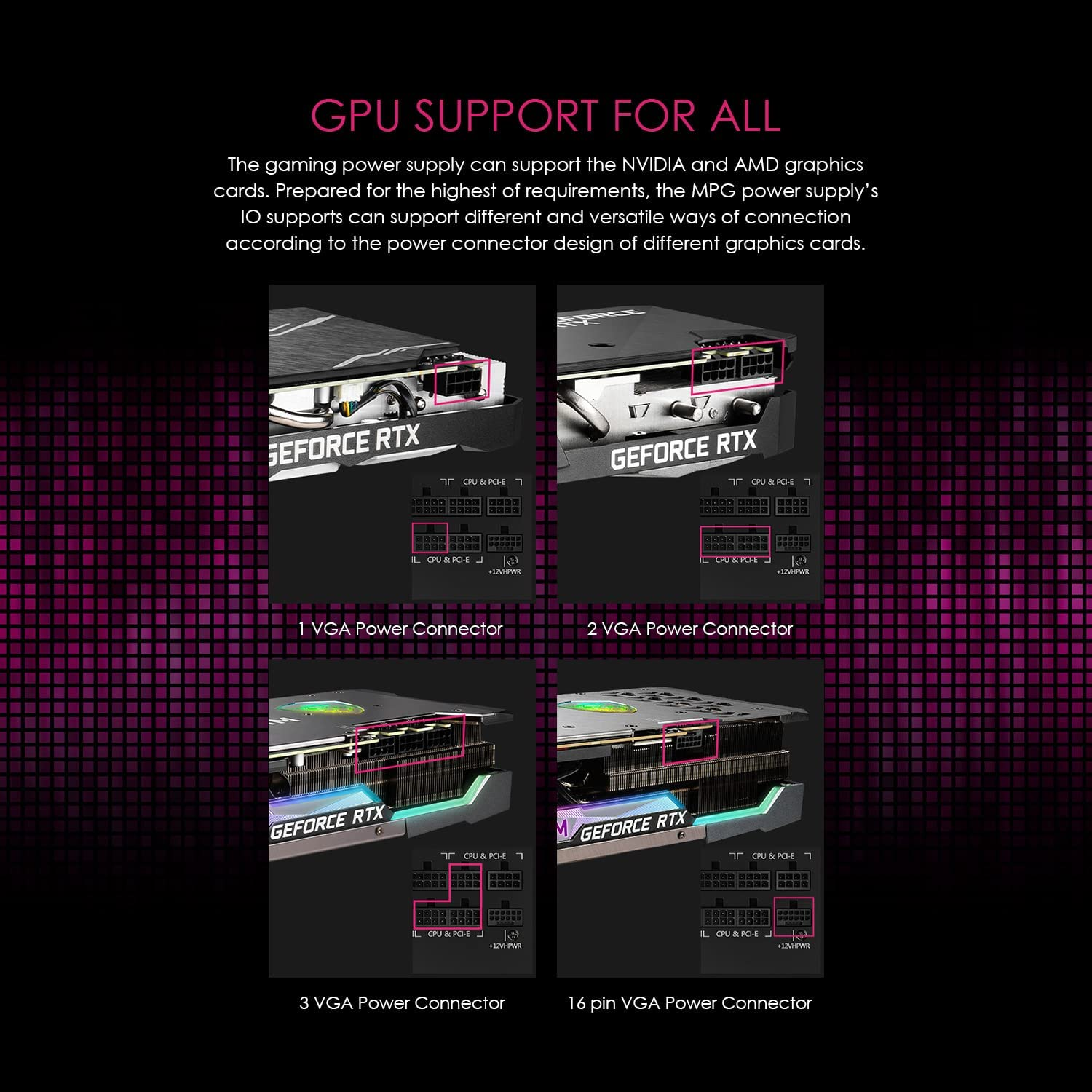 MSI MPG A850G PCIE5 850W ATX Power Supply Unit, Multicolor image number 5