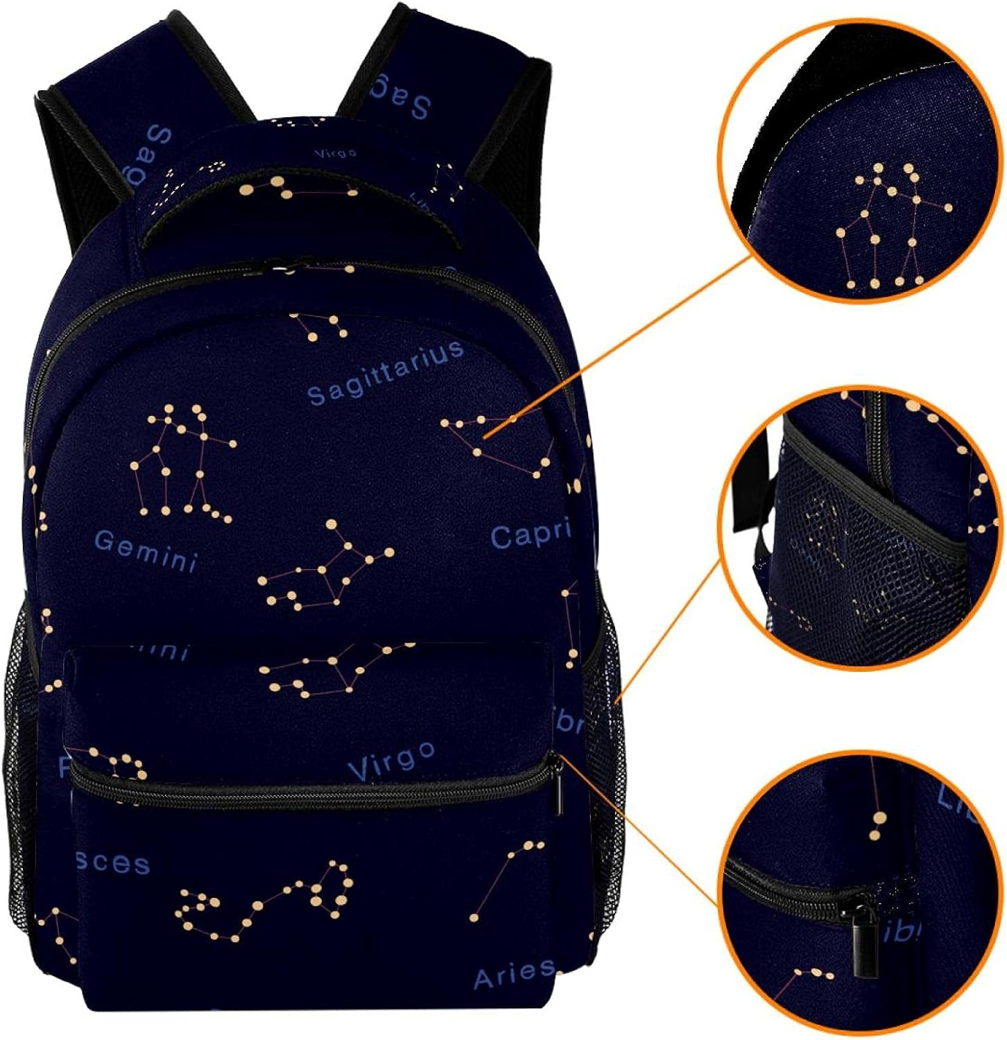Zodiac Constellations Star Space Pattern Backpack Students Shoulder Bags Travel Bag College School Tote Backpacks image number 5