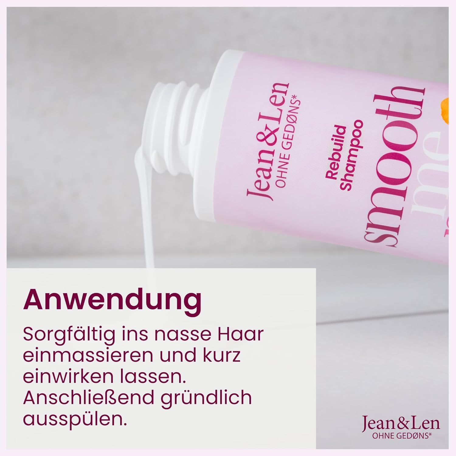 Jean & Len Shampoo Building Almond & Keratin, for Structure-Damaged Hair, Protects against Hair Breakage and Split Ends, Tames Frizz, Shampoo without Silicones and Parabens, Vegan, 300 Ml