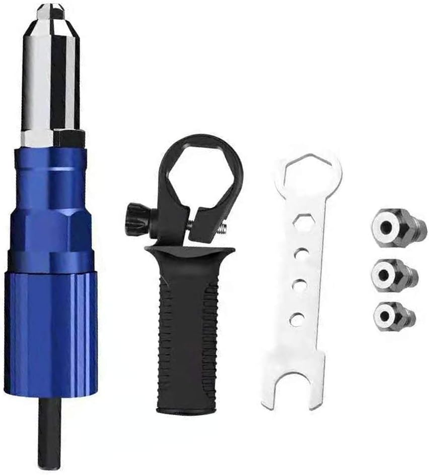 Rivet Gun Adapter for Electric Drill, Cordless Riveting Tool Kit Electric Riveter Power Hand Tool Fits for 3/32" 1/8" 5/32" 3/16" Rivets Nut image number 1