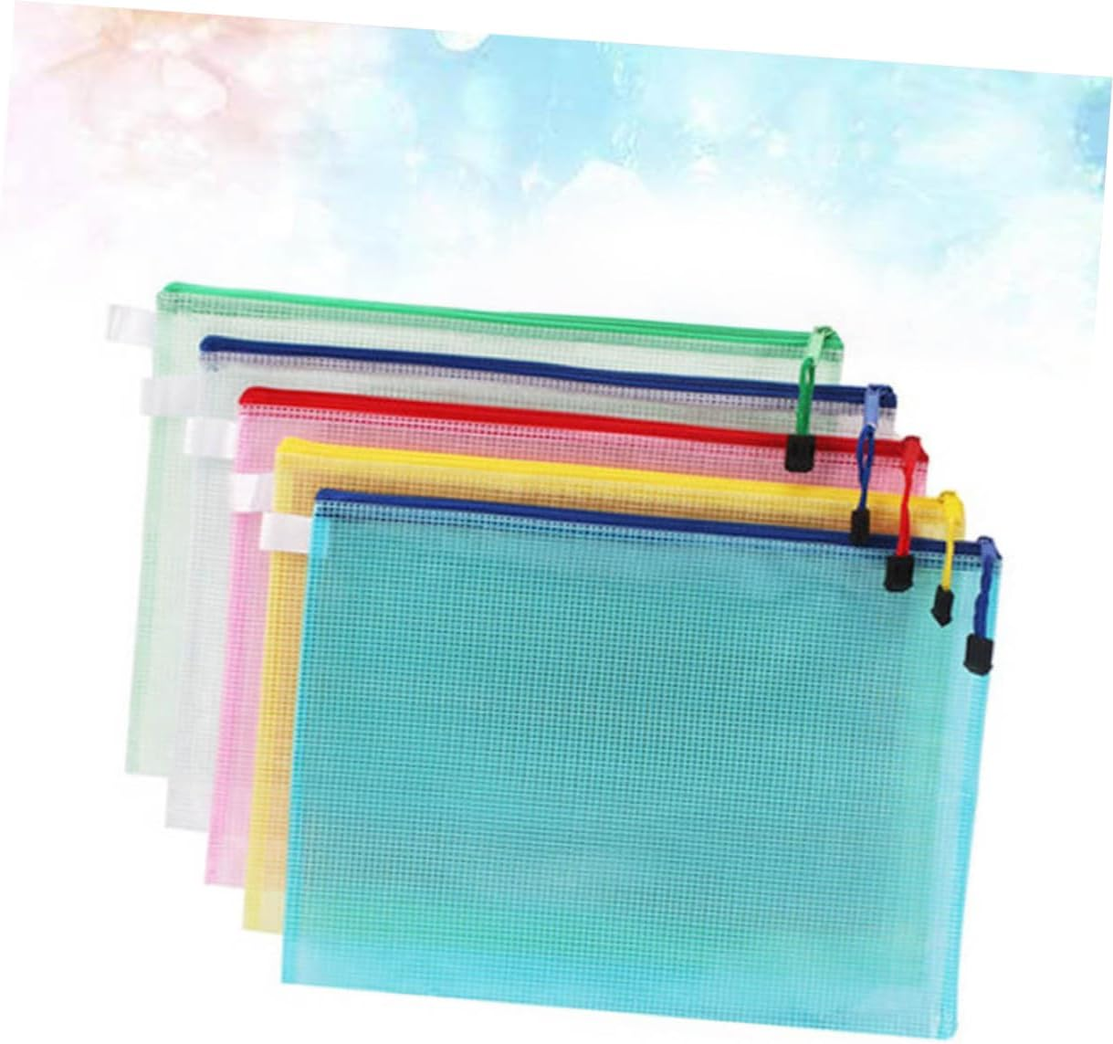 HOODANCOS 5Pcs File Pockets PVC Plastic Zipper File Bags Documents Organizer Pouch for Bag and Organizer Portable for Document Pouch and Mesh Zipper image number 4