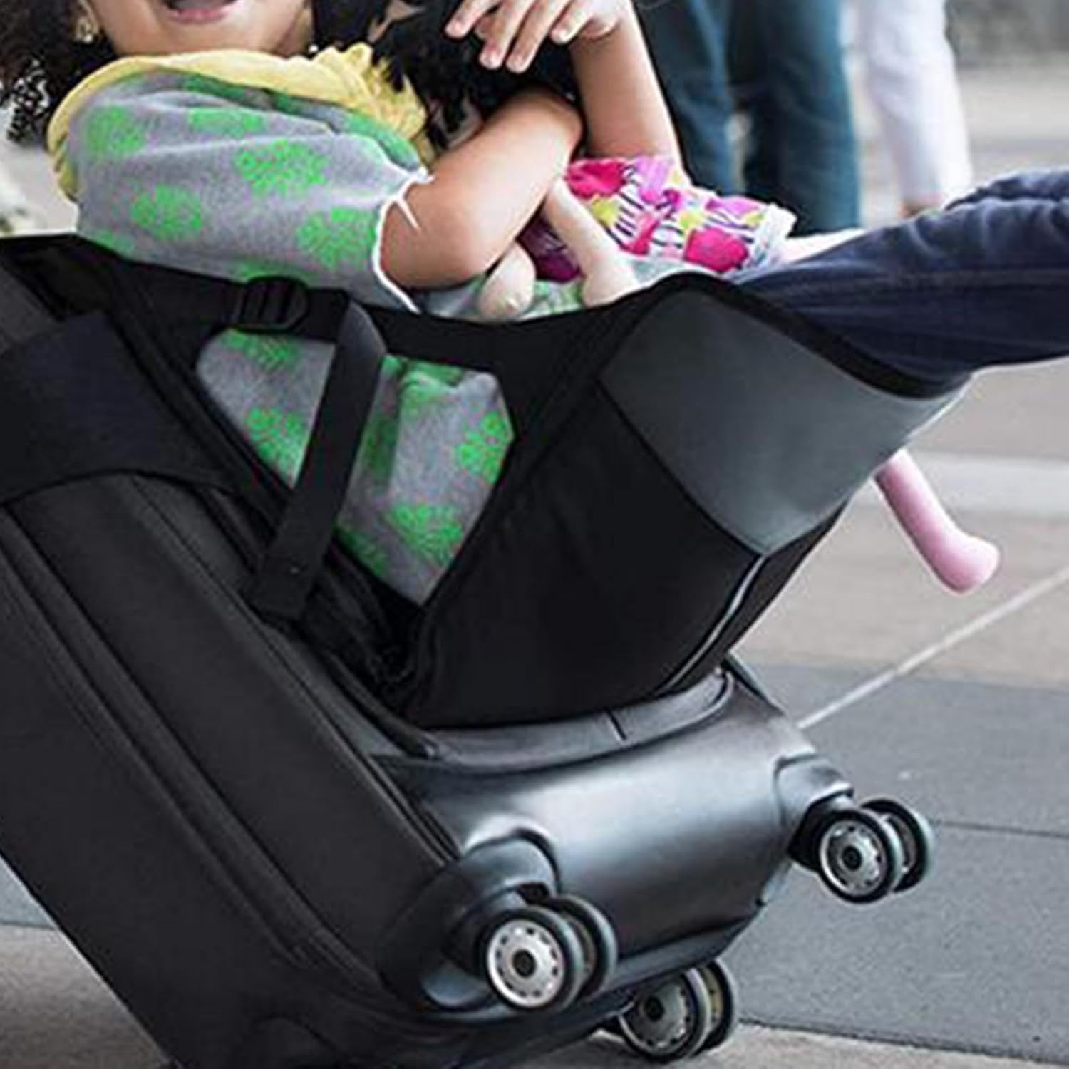 Kid Luggage Seat | Kid Luggage Seat | Child Travel Accessories | Travel Seat for Kids Carry-On Luggage for Comfortable Kids Children Outift with 13.58X12.99 Inches Black image number 5