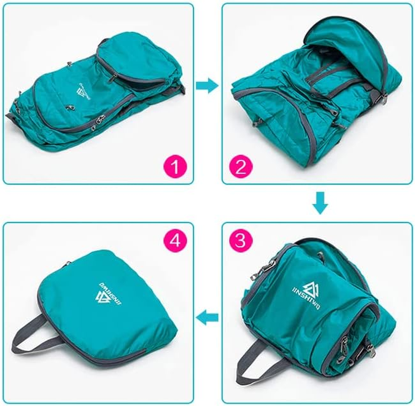 Frafuo 25L Lightweight Portable Foldable Backpack Waterproof Backpack Folding Bag Water Resistant Small Backpack Daypack Foldable for Travel Hiking Outdoor Camping-Blue