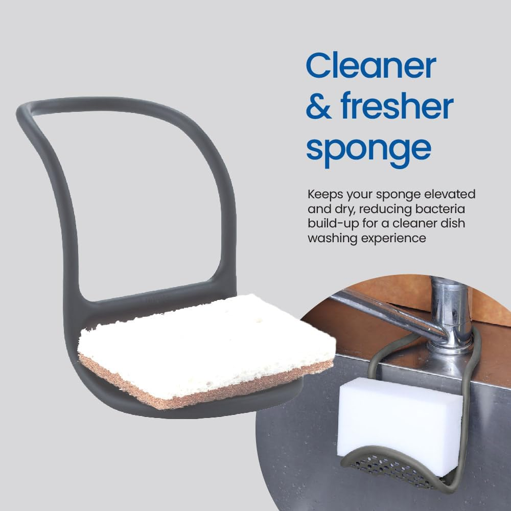 White Magic Adjustable Sink Caddy, Grey &ndash; Flexible Memory Wire Design, Rust-Free Silicone, Holds Sponges & Brushes, Easy to Clean, Compact & Durable for Kitchen Organisation image number 5