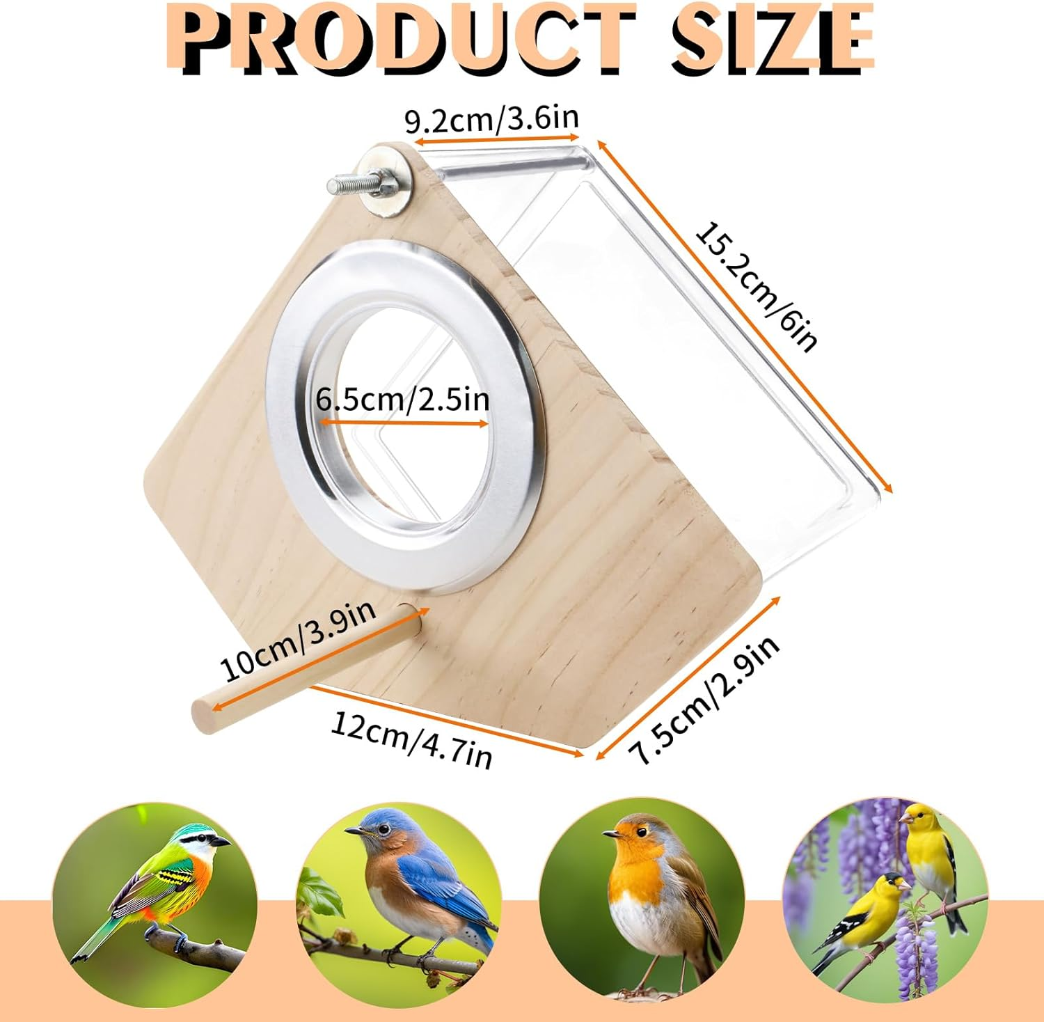 Parakeet Nesting Box for Cage, Nesting Box, Transparent Design, Bird Nest Incubator with Perch, Wooden Bird Cage, House for Inseparable Finch (Triangle) image number 4