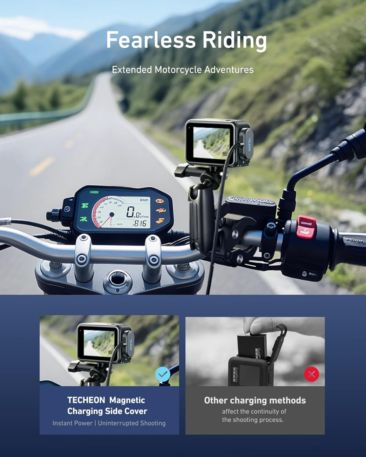 TELESIN Magnetic Charging Side Cover Battery Door and Power Cable Kit for Gopro Hero 13 Hero 12 Hero 11 Hero 10 Hero 9 Contacto Water Snow Resistant Replacement Charging Mount for Go Pro Accessories image number 1