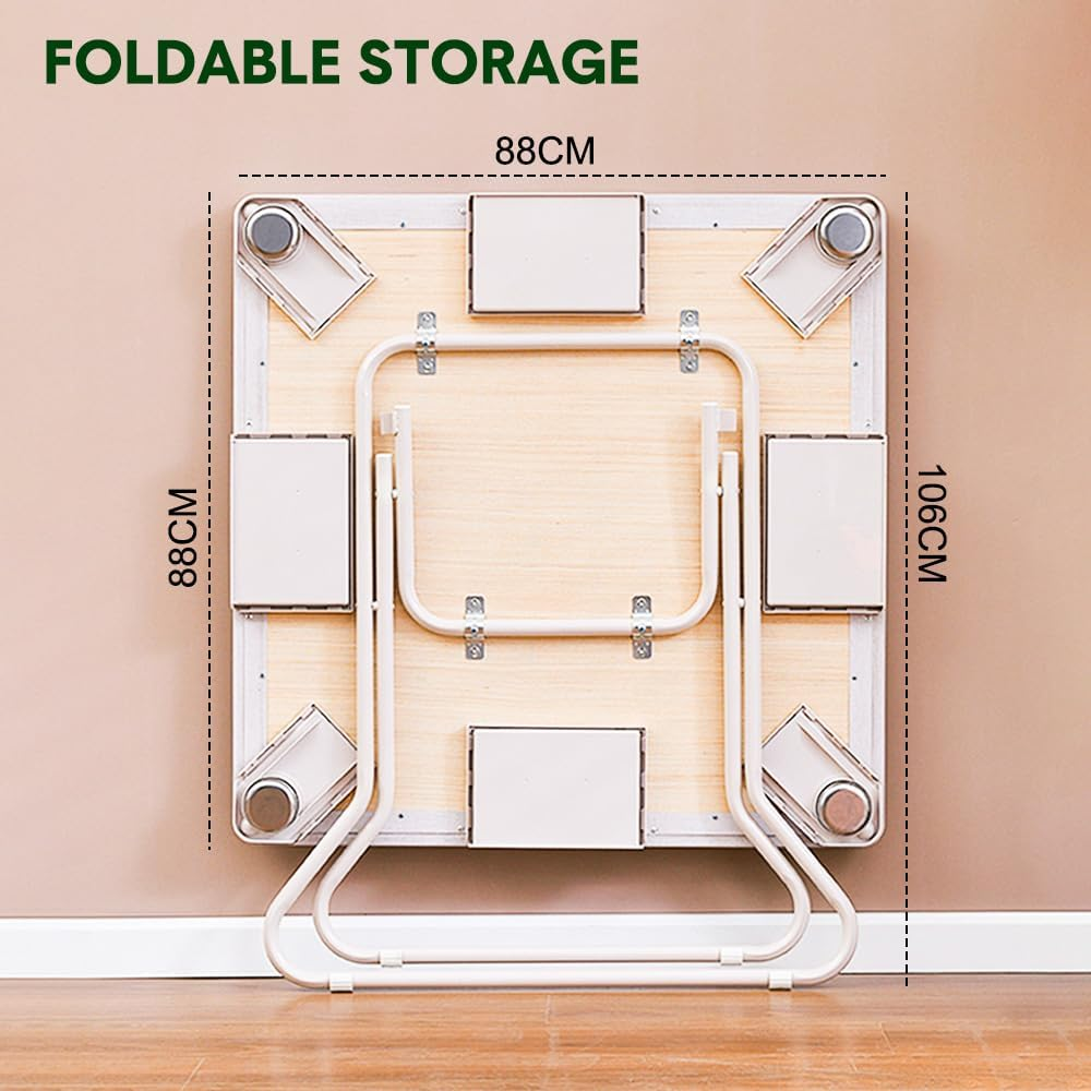 ALSTON Folding Mahjong Table 4 Players Square Mahjong Card Table Portable Game Table, Pink/Green Felt Surface with Cup Holders and Drawers, 88X88X73Cm (Green) image number 3